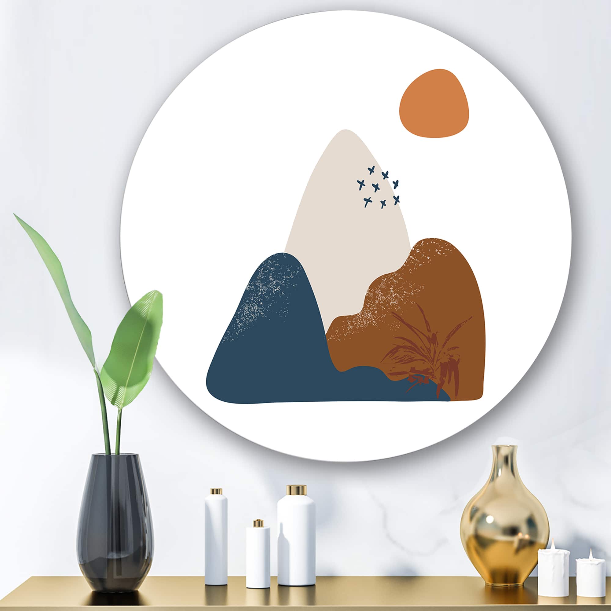 Designart - Abstract Flowers On Minimal Shapes VI