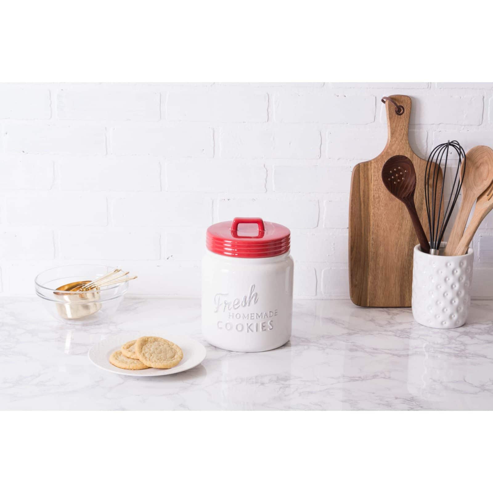 DII® 9" Red & White Ceramic Cookie Jar