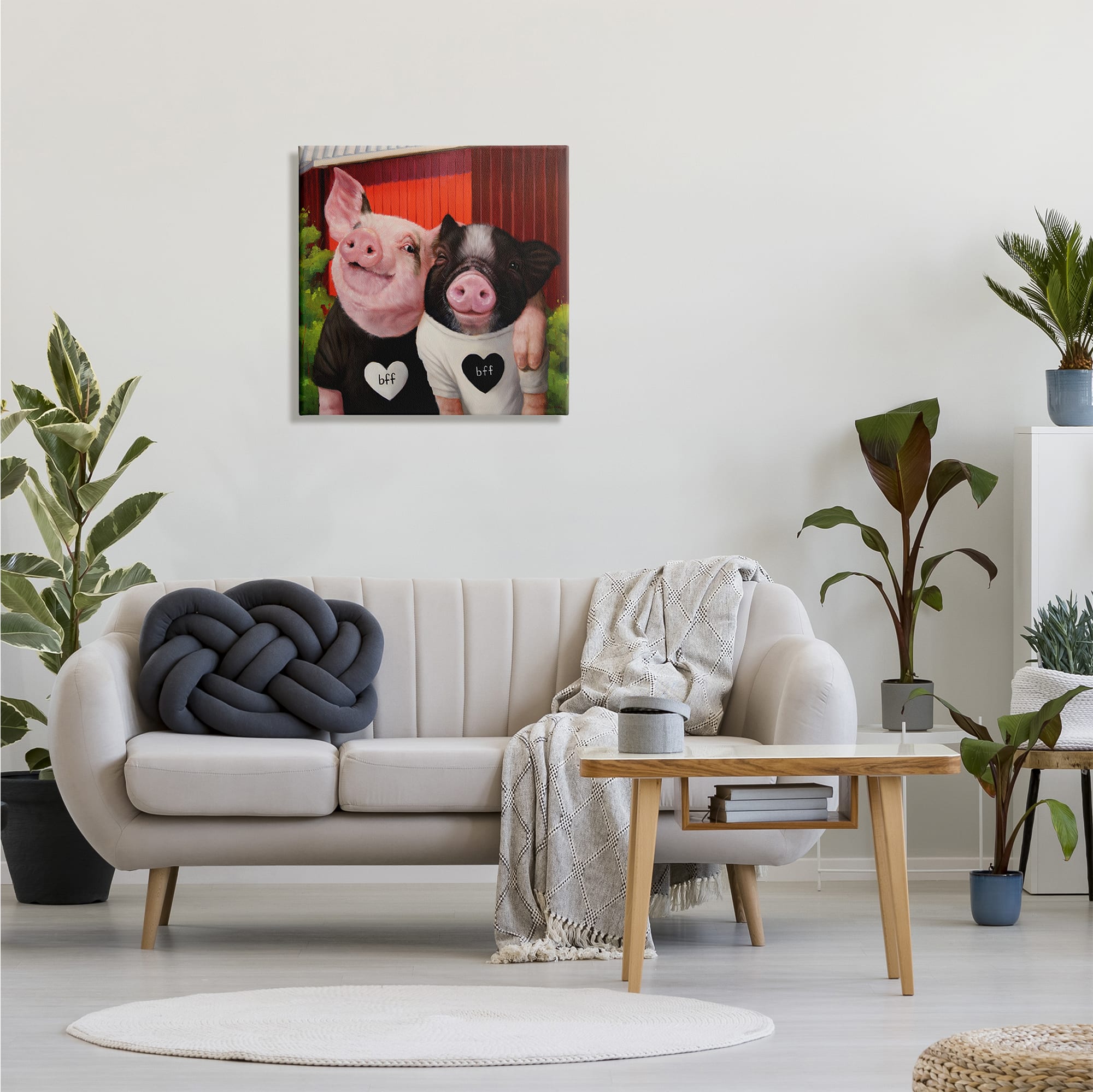 Stupell Industries Best Friends Forever Farm Pigs Happy Fun Animals Canvas Wall Art