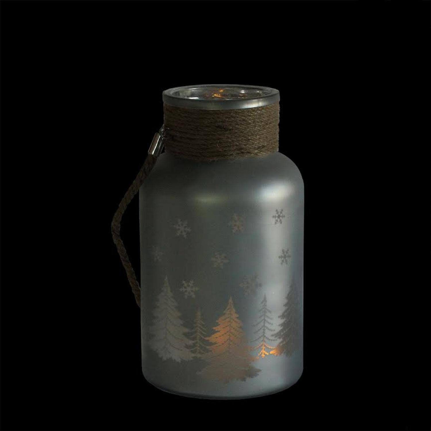 10" Christmas Trees and Snowflakes Pillar Candle Holder with Handle