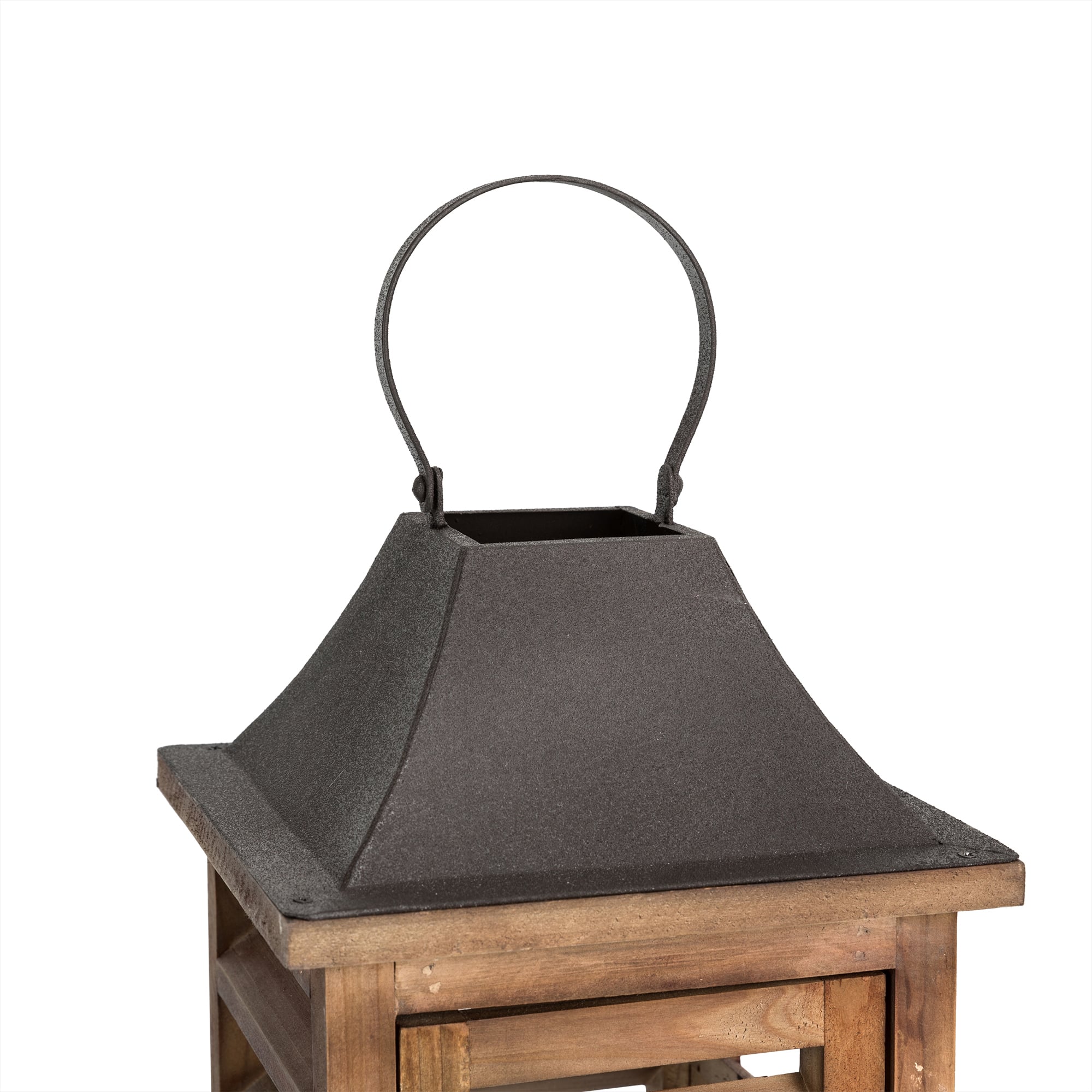 Modern Farmhouse Wooden Shutter Lantern Set, 25.5" & 19"