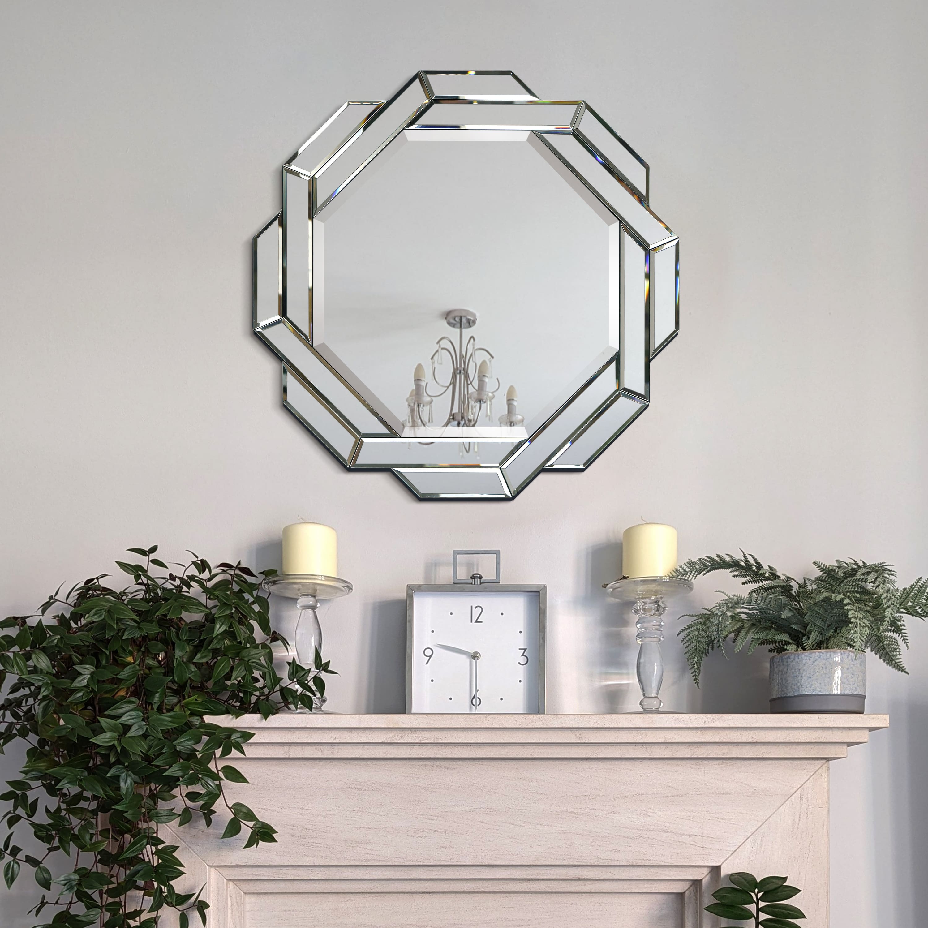 Empire Art Direct Interlaced Round Beveled Framed Wall Mirror