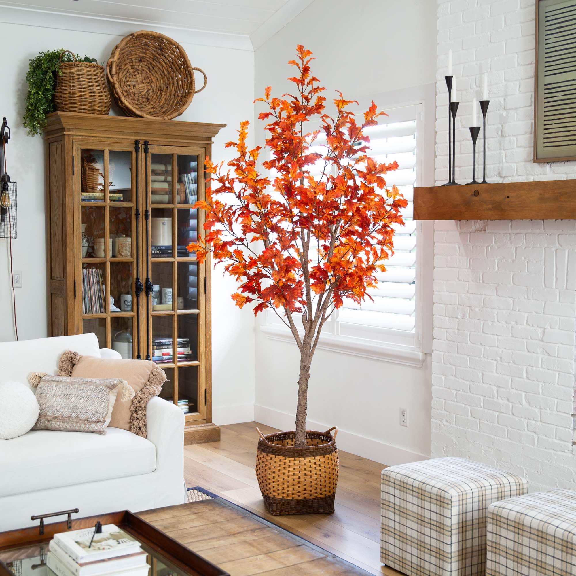 8ft. Potted Artificial Autumn Oak Tree