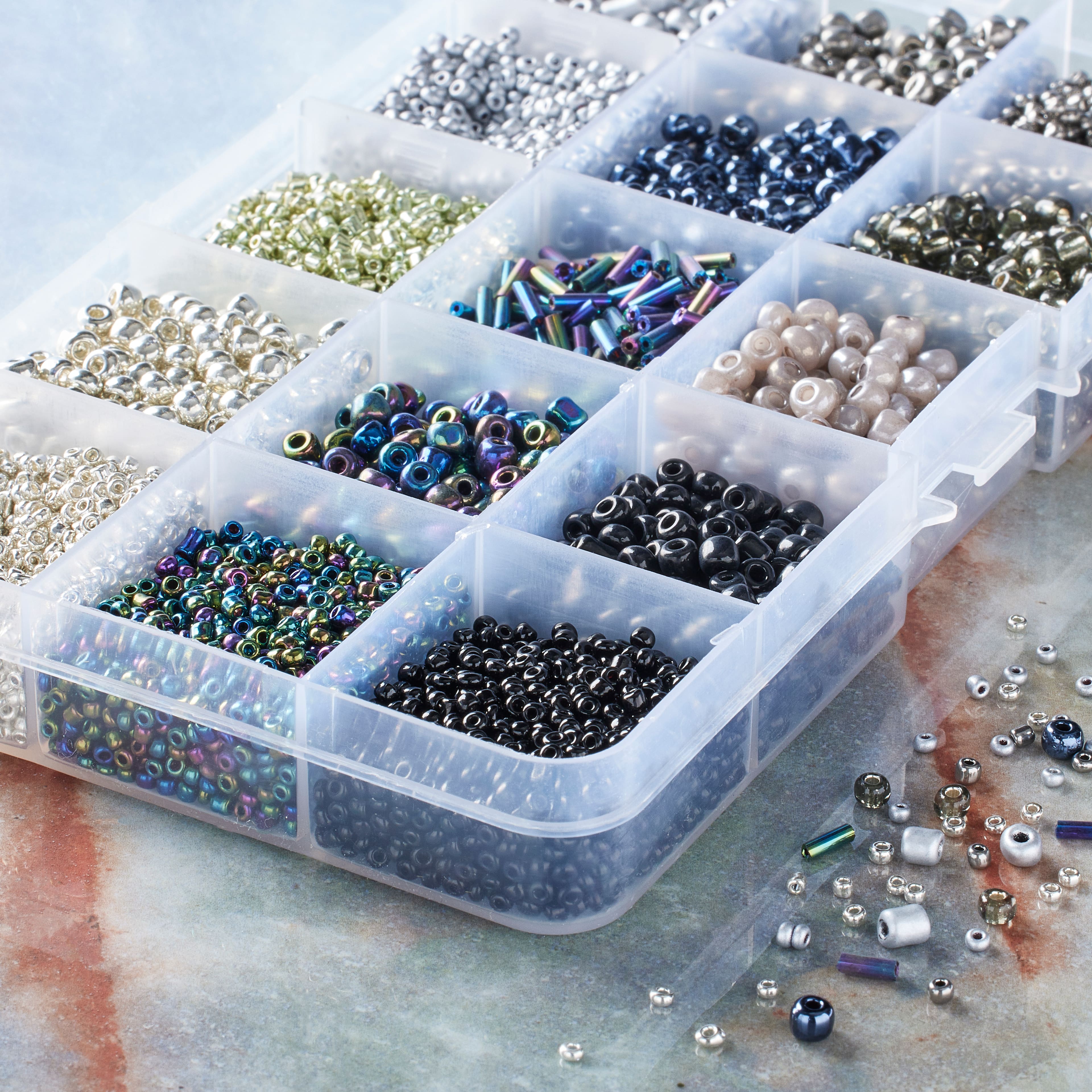 6 Pack: Black & Silver Mix Glass Seed Beads by Bead Landing™
