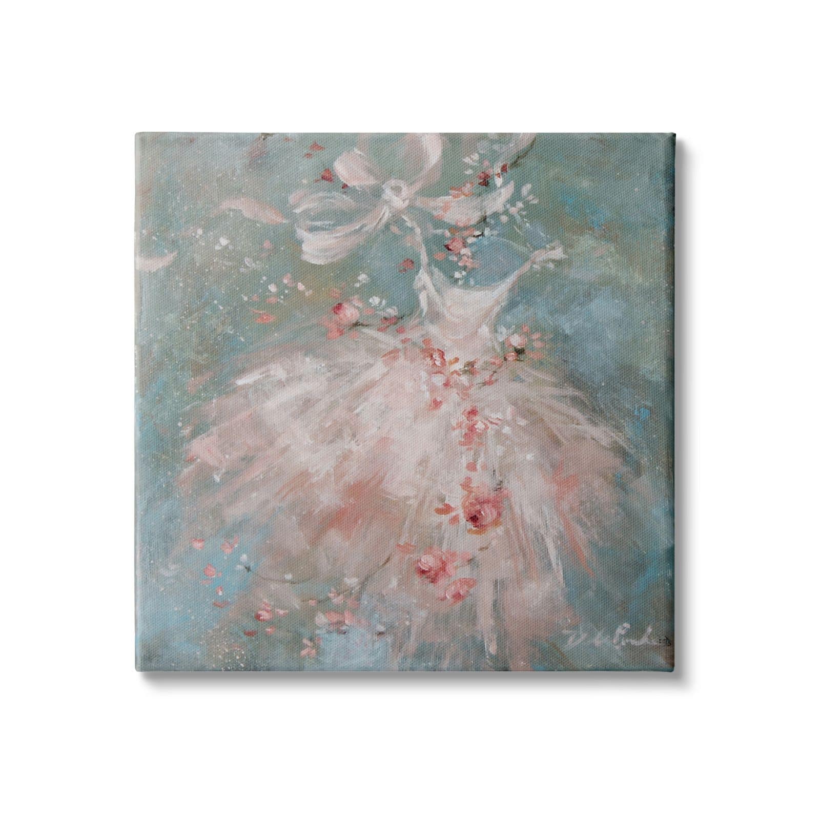 Stupell Industries Abstract Pink Country Dress Dancing Farmhouse Florals Canvas Wall Art