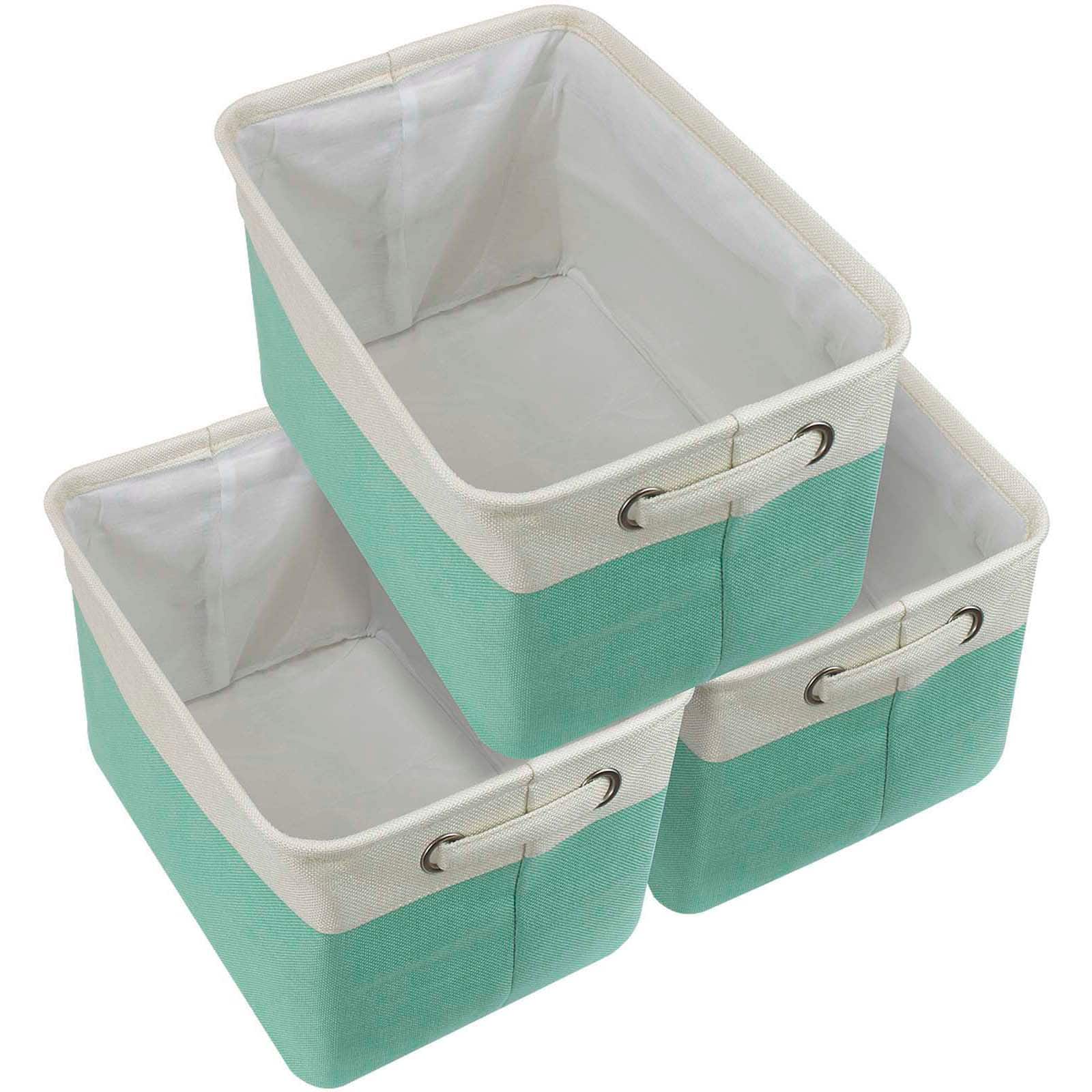 Sorbus 15" Cream Trimmed Twill Collapsible Storage Basket Set