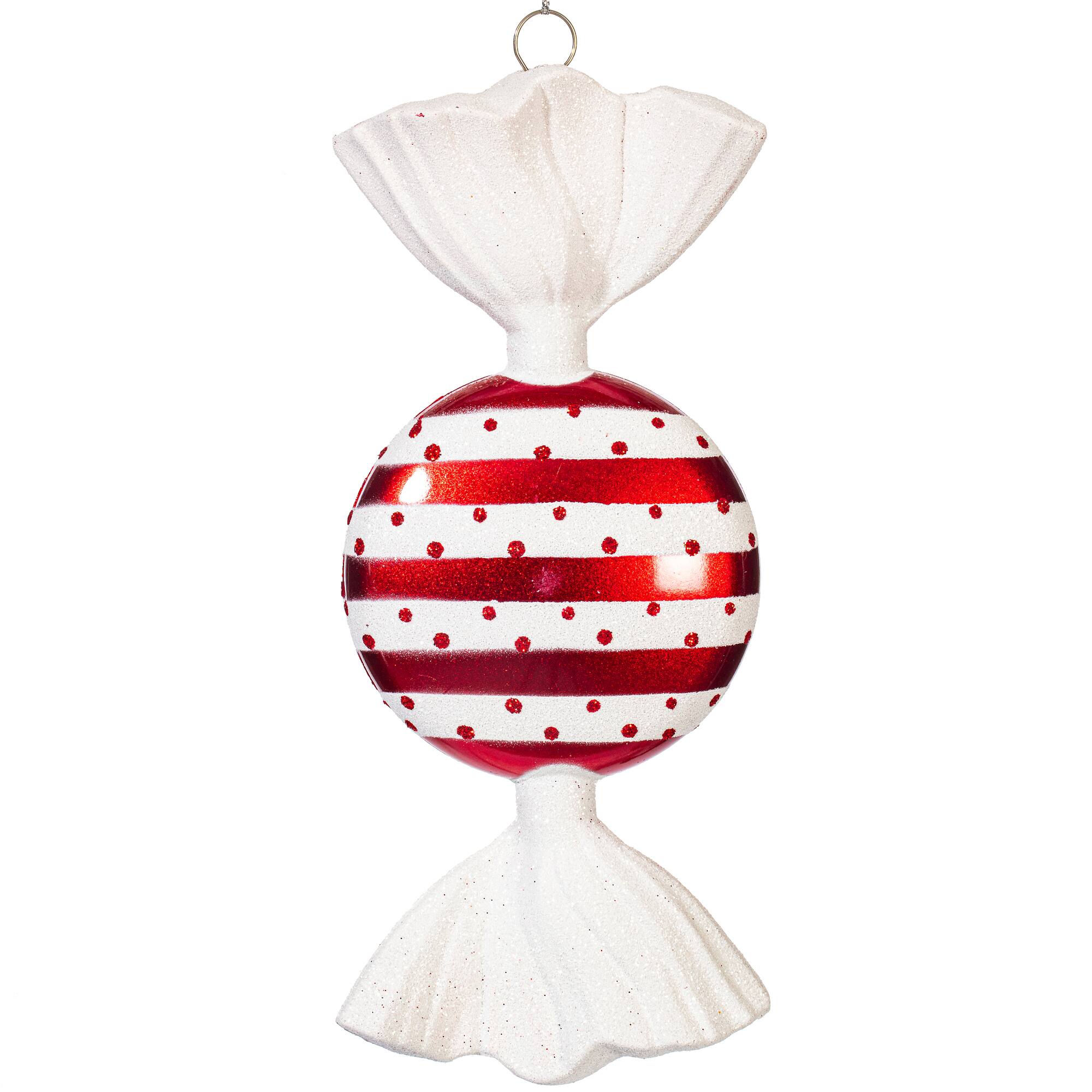 Vickerman 7" Red & White Flat Candy Christmas Ornament Box