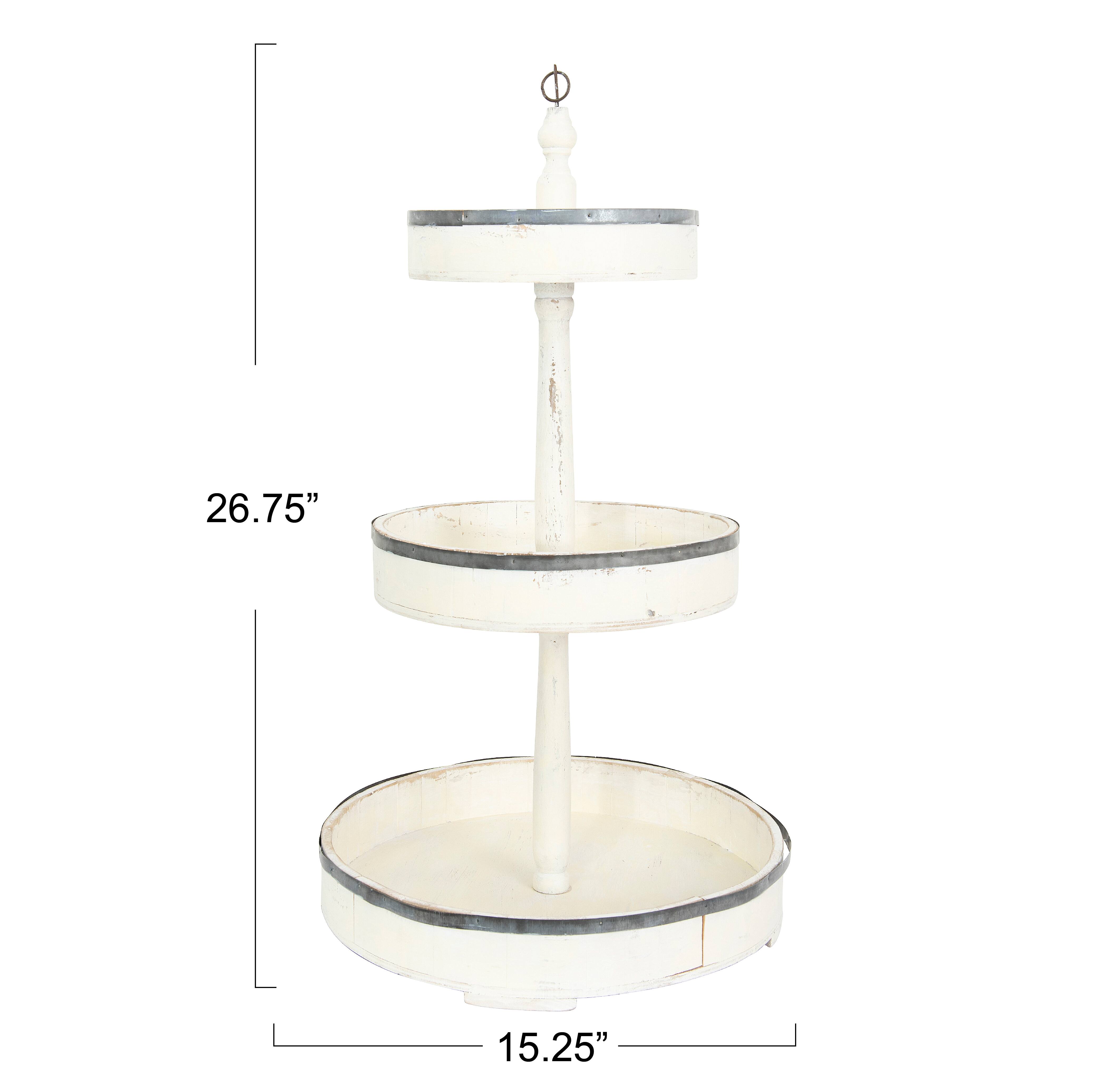 Hello Honey® 26.5" Decorative Wood & Tin 3 Tier Tray