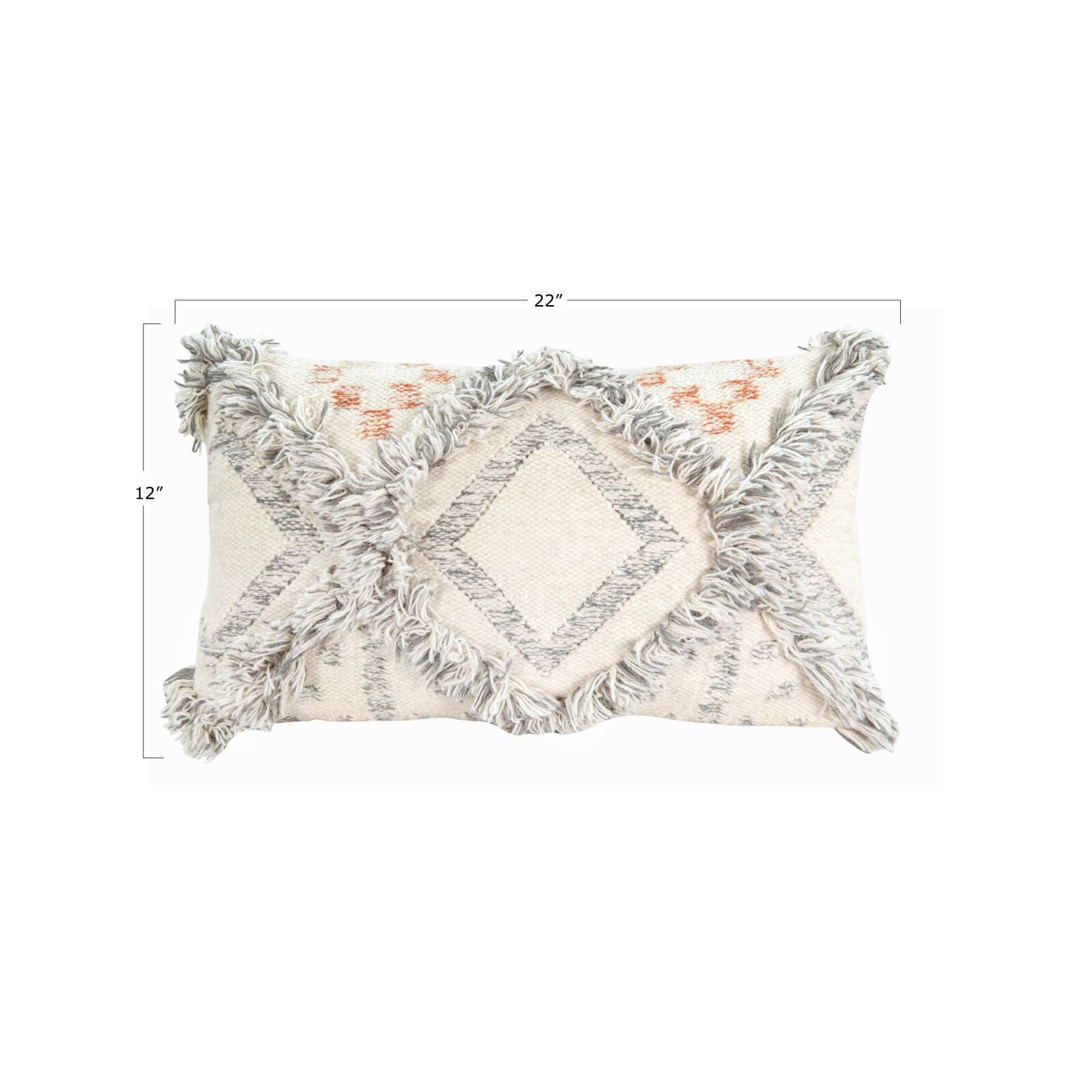 Hello Honey® Cream & Gray Fringe Kilim Pillow