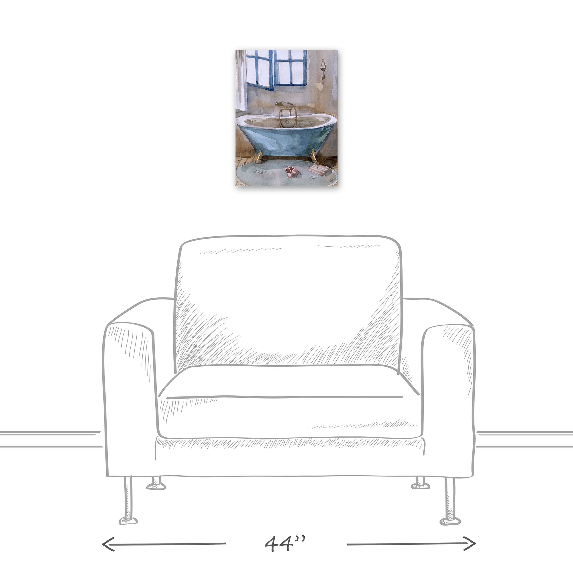 Blue Bathroom 12" x 16" Canvas Wall Art