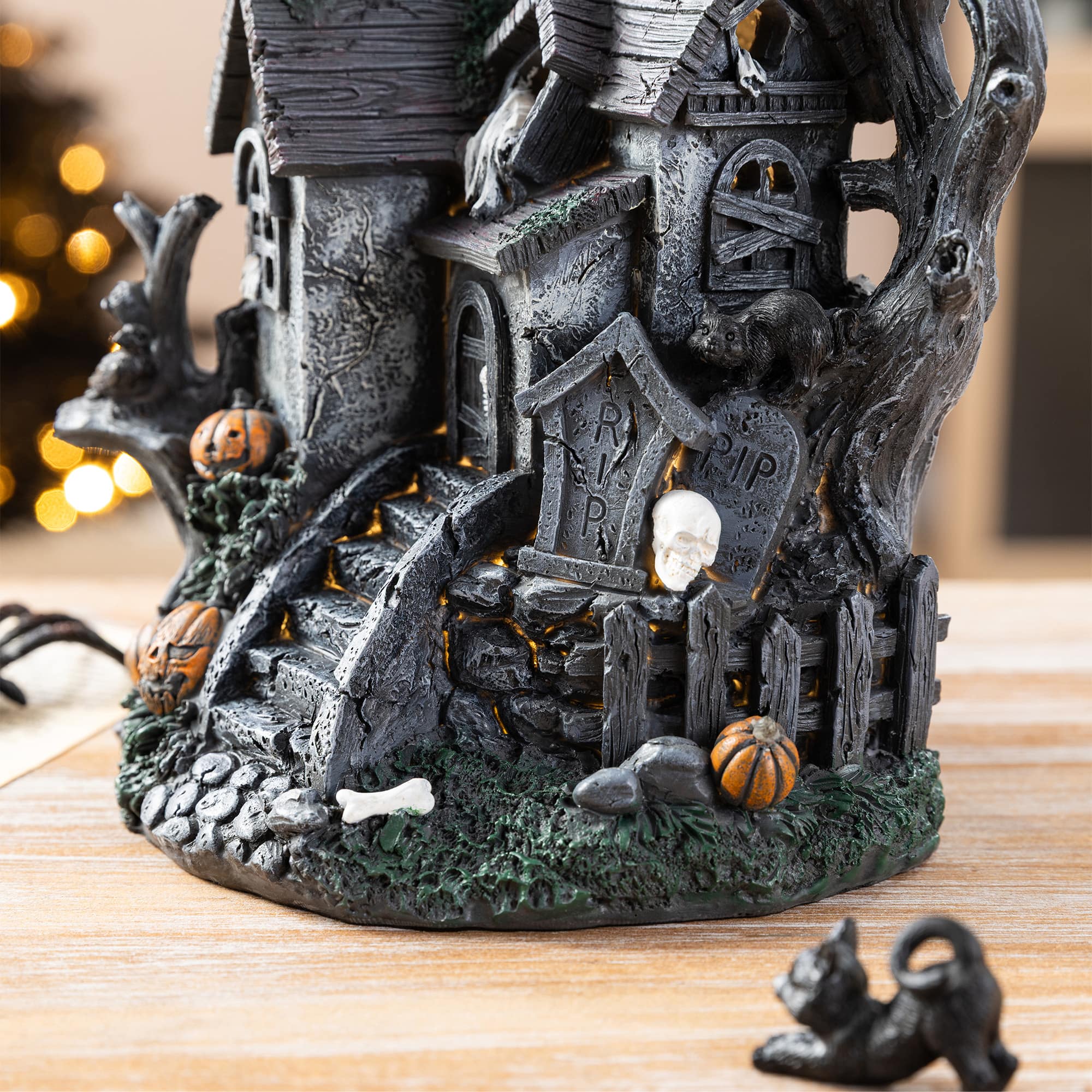 Glitzhome® Halloween Lighted Haunted House with Timer Set | Michaels