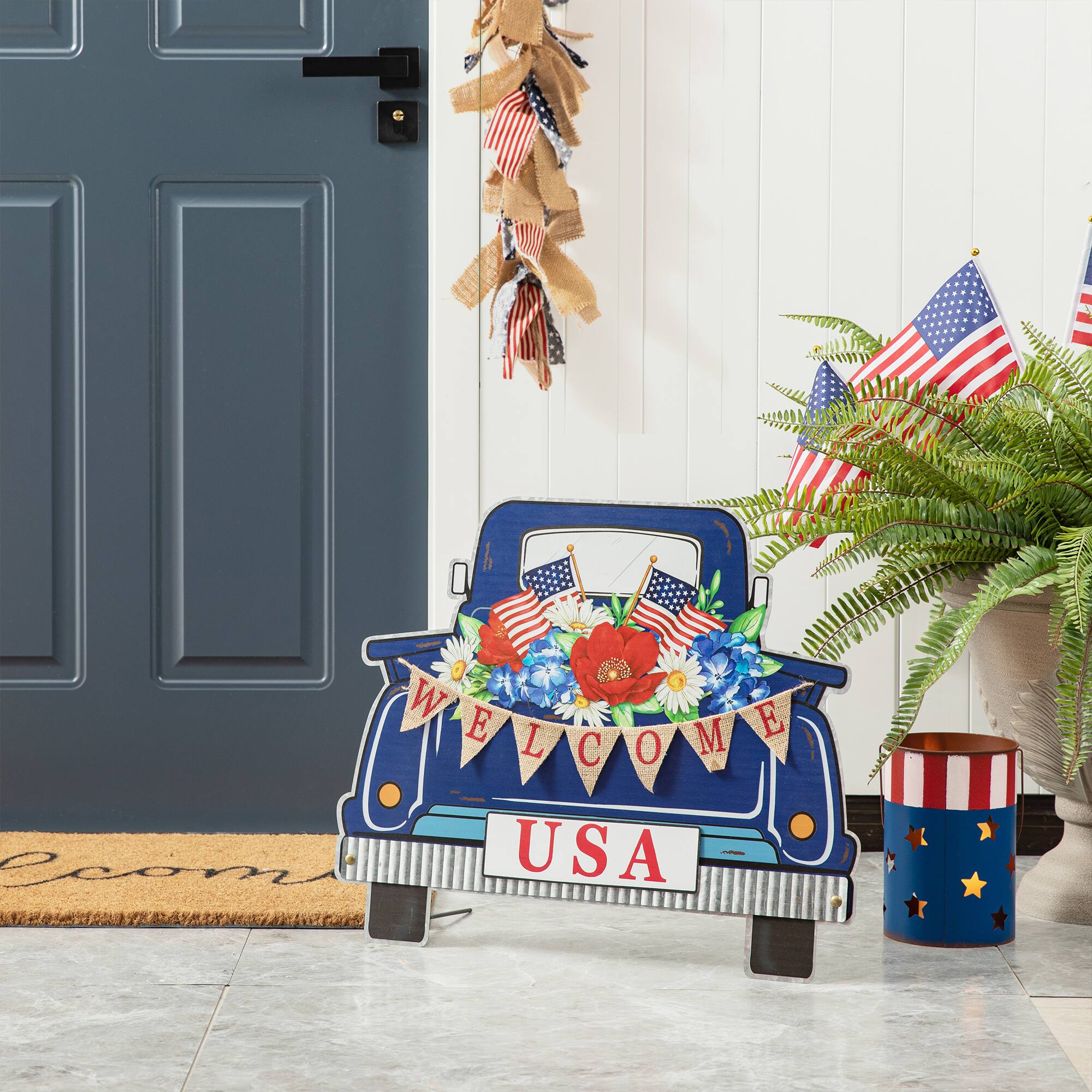 Glitzhome® 26" Patriotic America Metal Truck Yard Stake