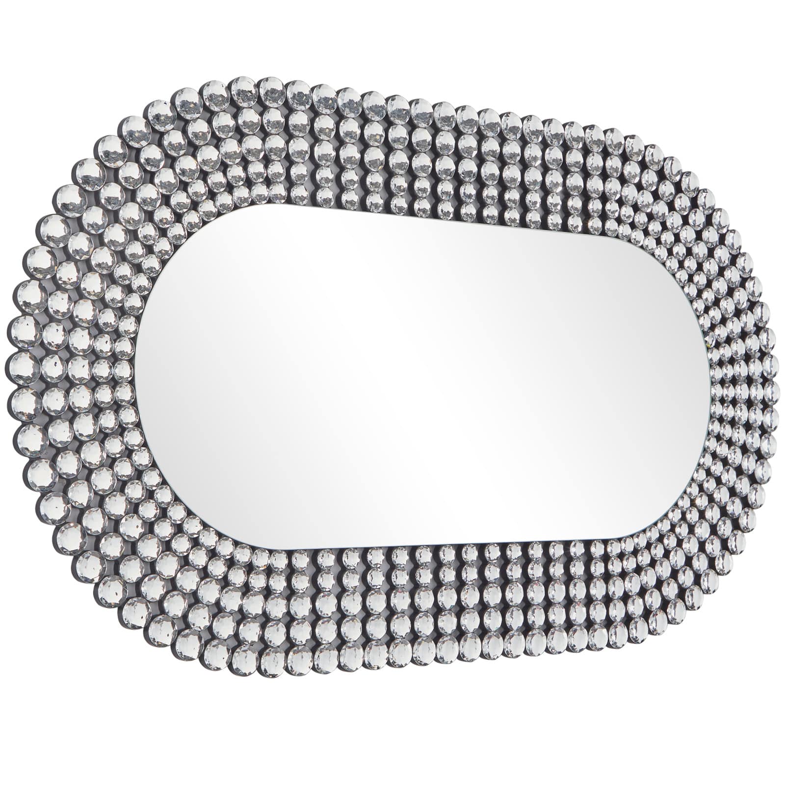 Silver Glass Radial Crystal Frame Wall Mirror 28" x 1" x 48"