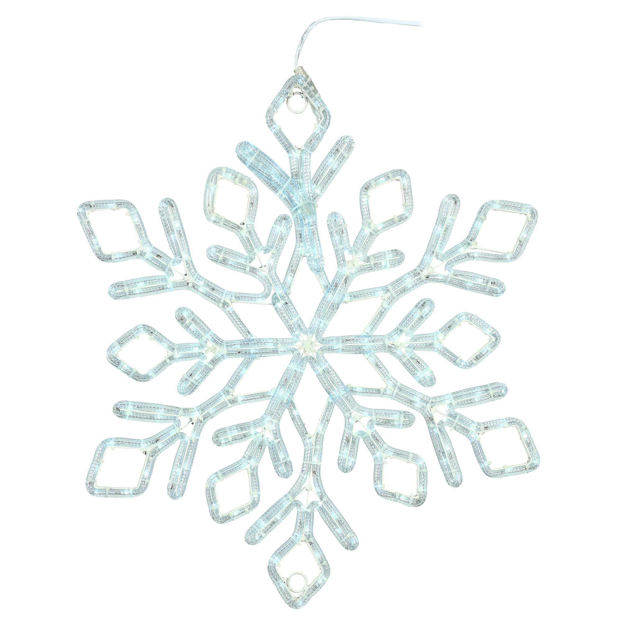 Vickerman Pure White LED Diamond Twinkle Ropelight Snowflake