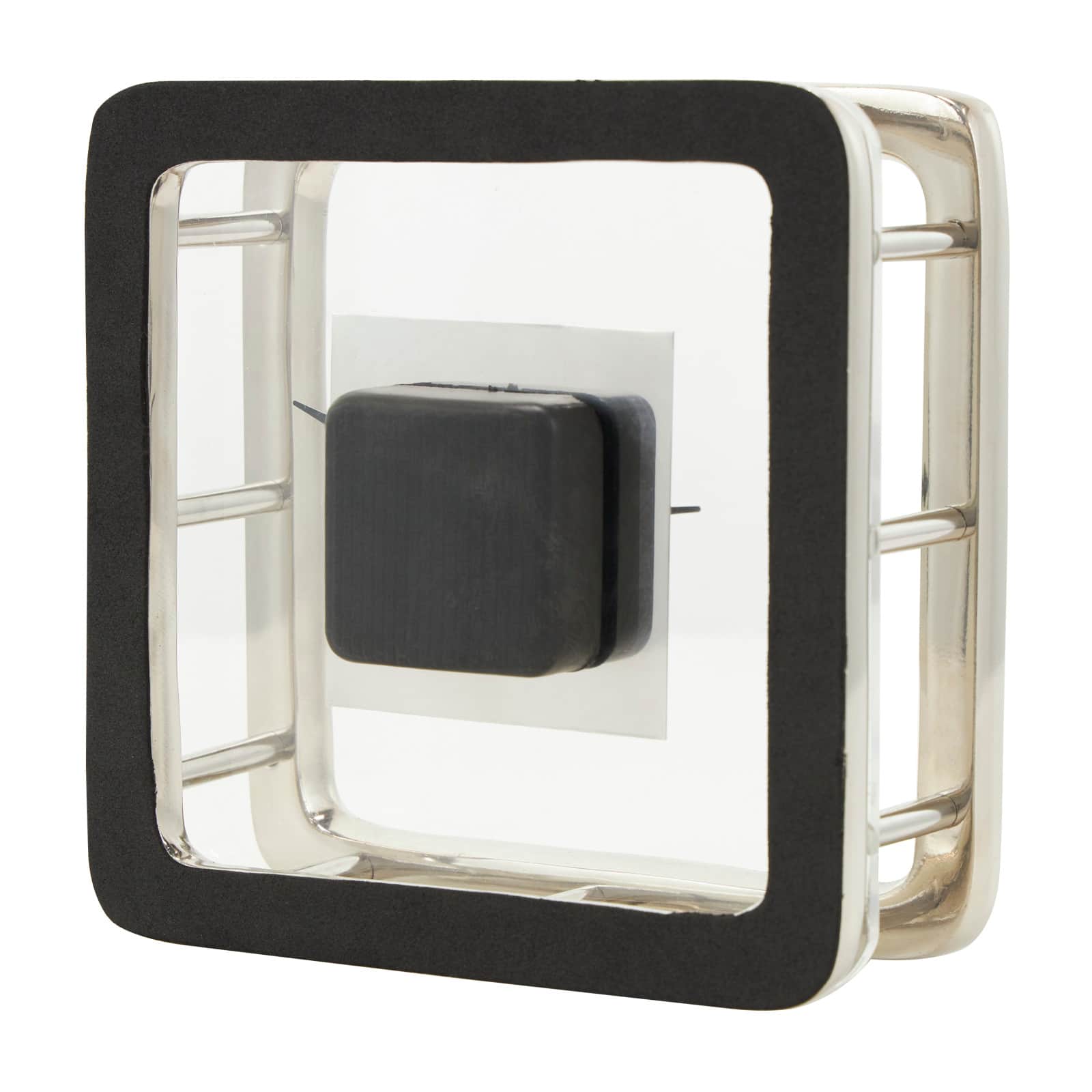 8" Silver Aluminum Geometric Dimensional Open Frame Clock
