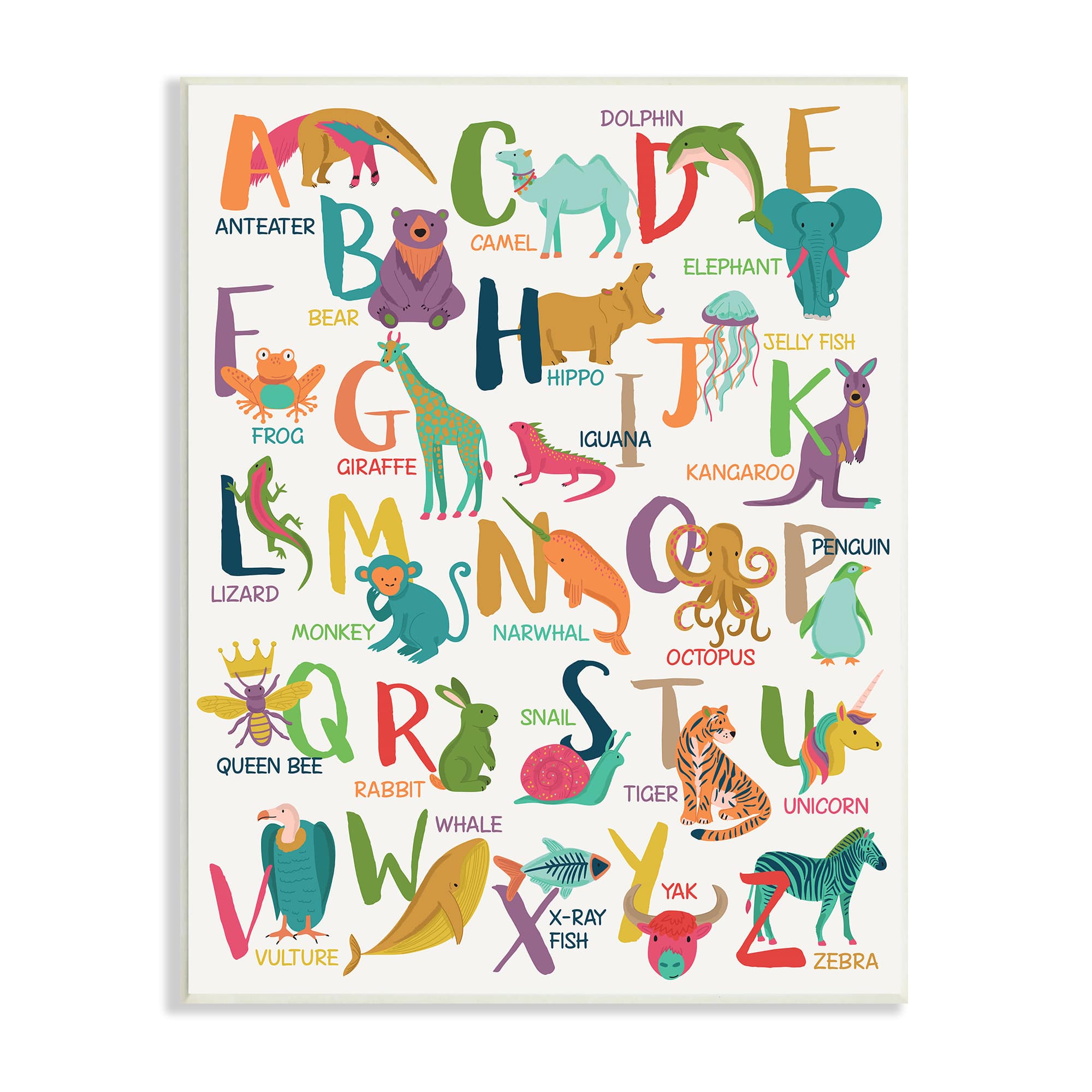 Stupell Industries Joyful Animal Alphabet Kid's Playful ABC Typography Wall Plaque
