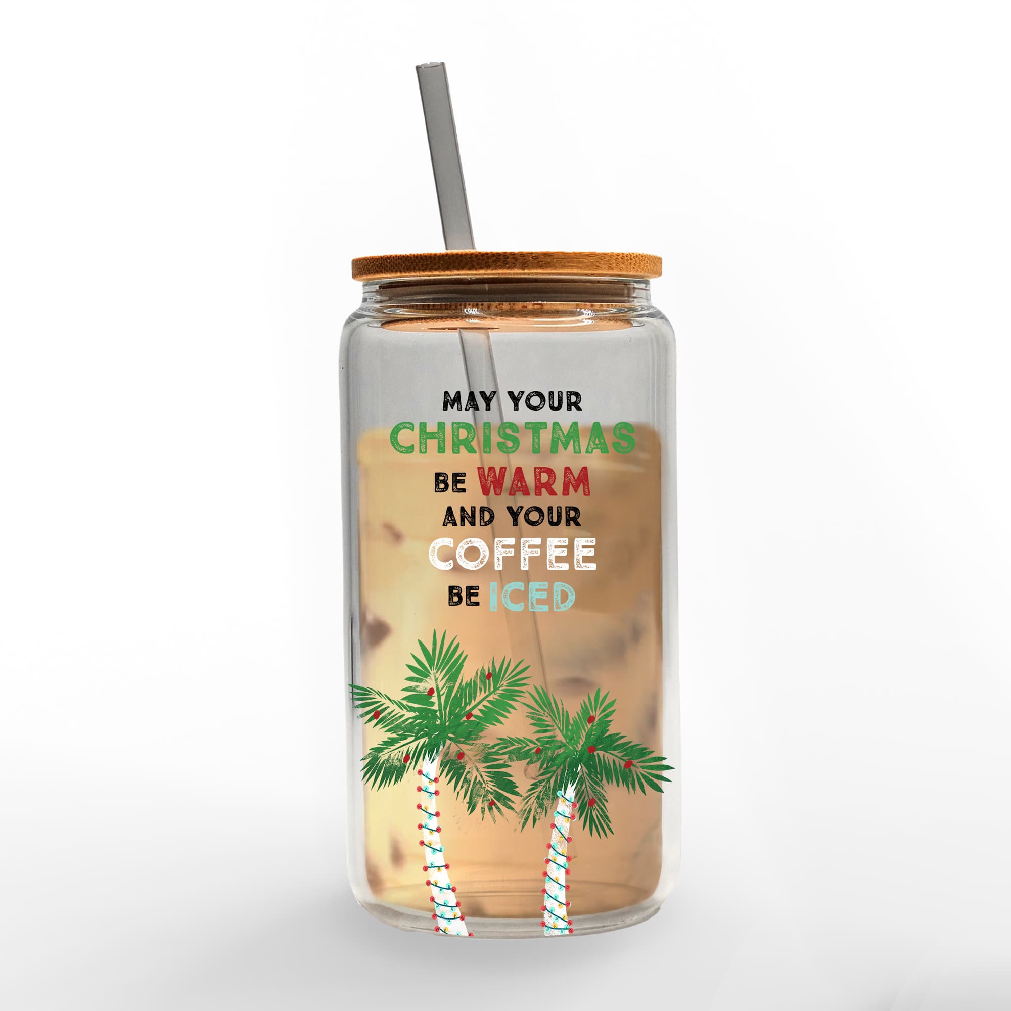 16oz. A Warm Christmas Glass Can Tumbler