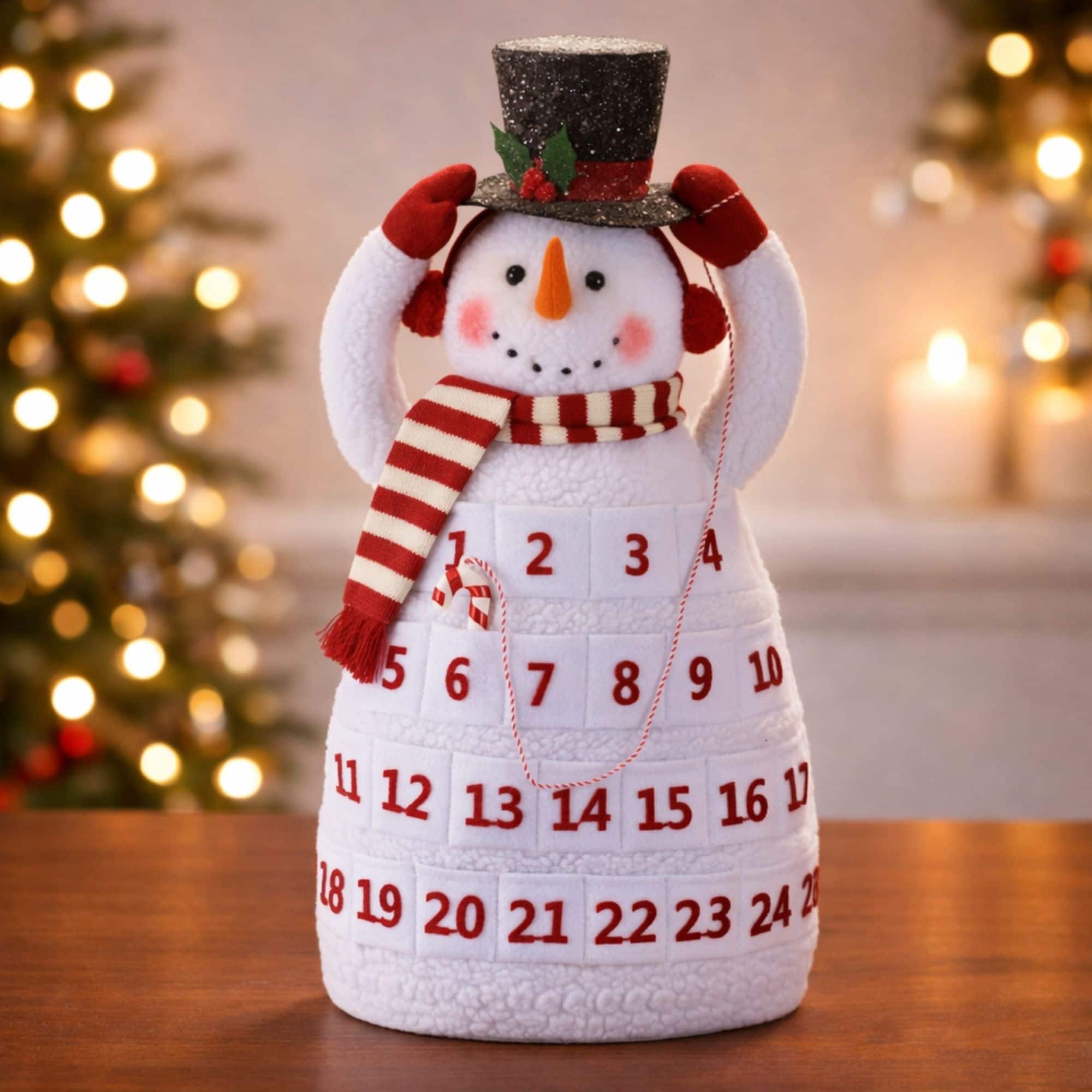 Melrose 20.5" Plush Snowman Christmas Countdown Shelf Sitter