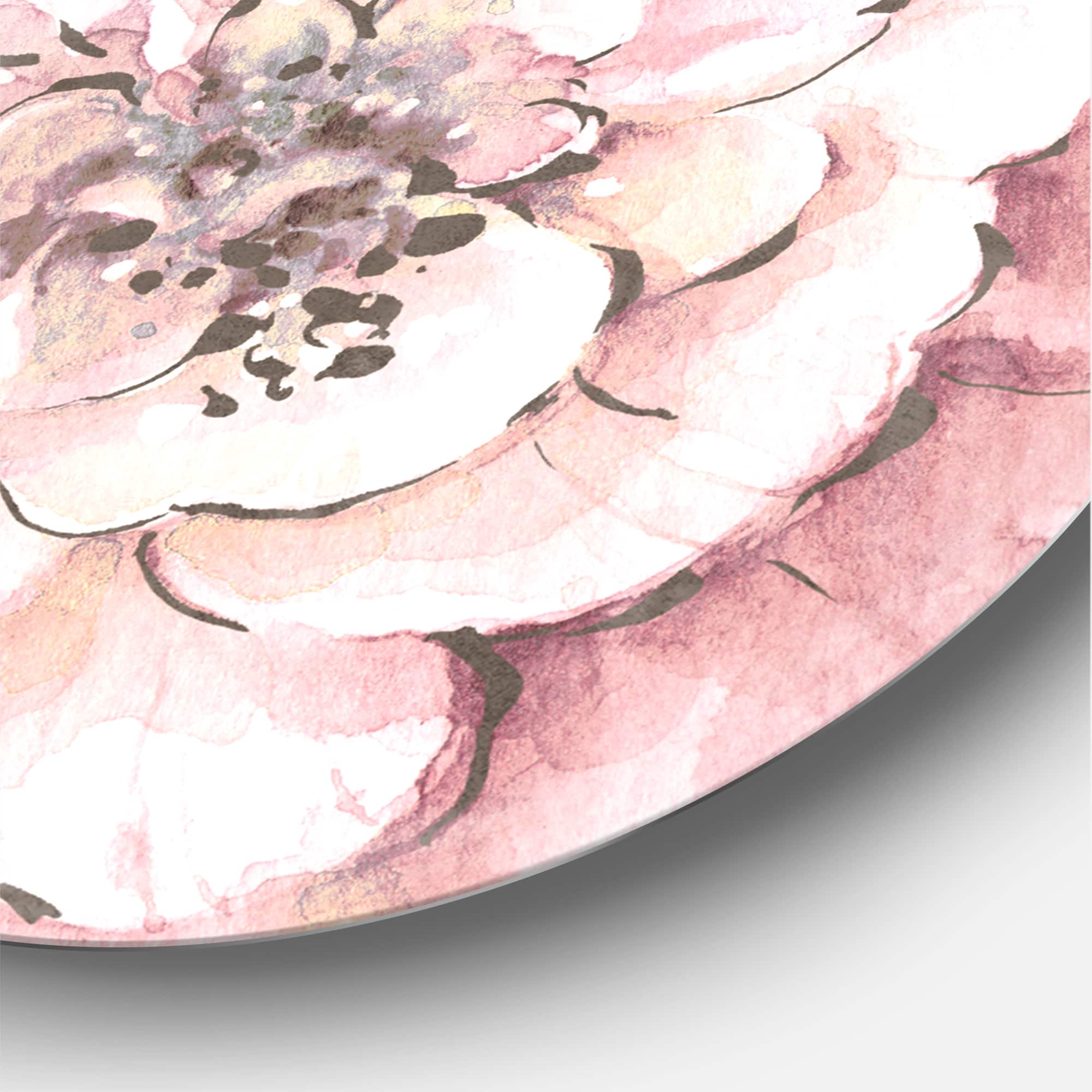 Designart - Indigold Shabby Peonies Pink - Shabby Chic Metal Circle Wall Art