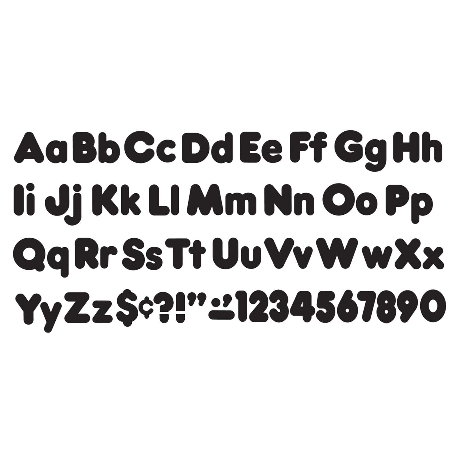 Trend Black 4" Casual Uppercase/Lowercase Combo Pack Ready Letters®, 3 Pack