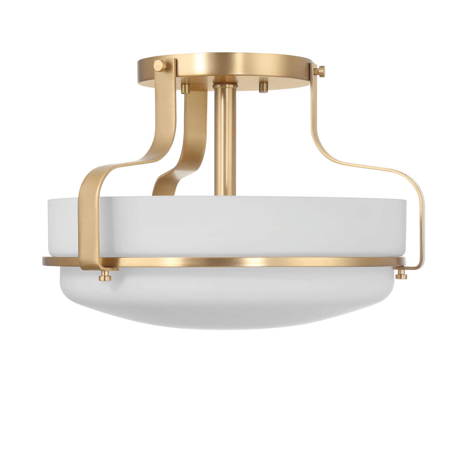 Hello Honey® Chatsworth White & Gold Etched Opal Glass & Metal Semi-Flush Mount Ceiling Light