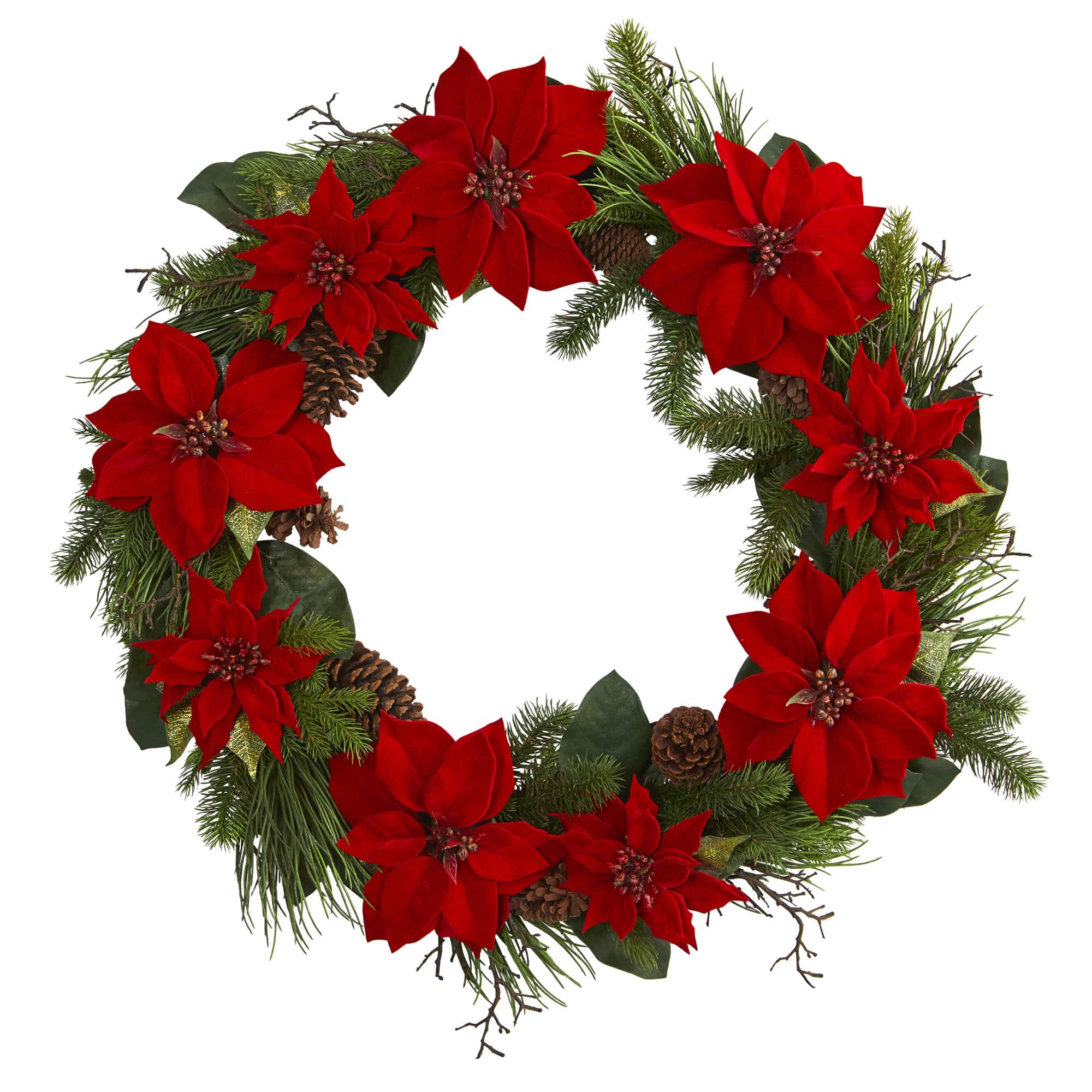 3ft. Red Poinsettia & Pine Wreath