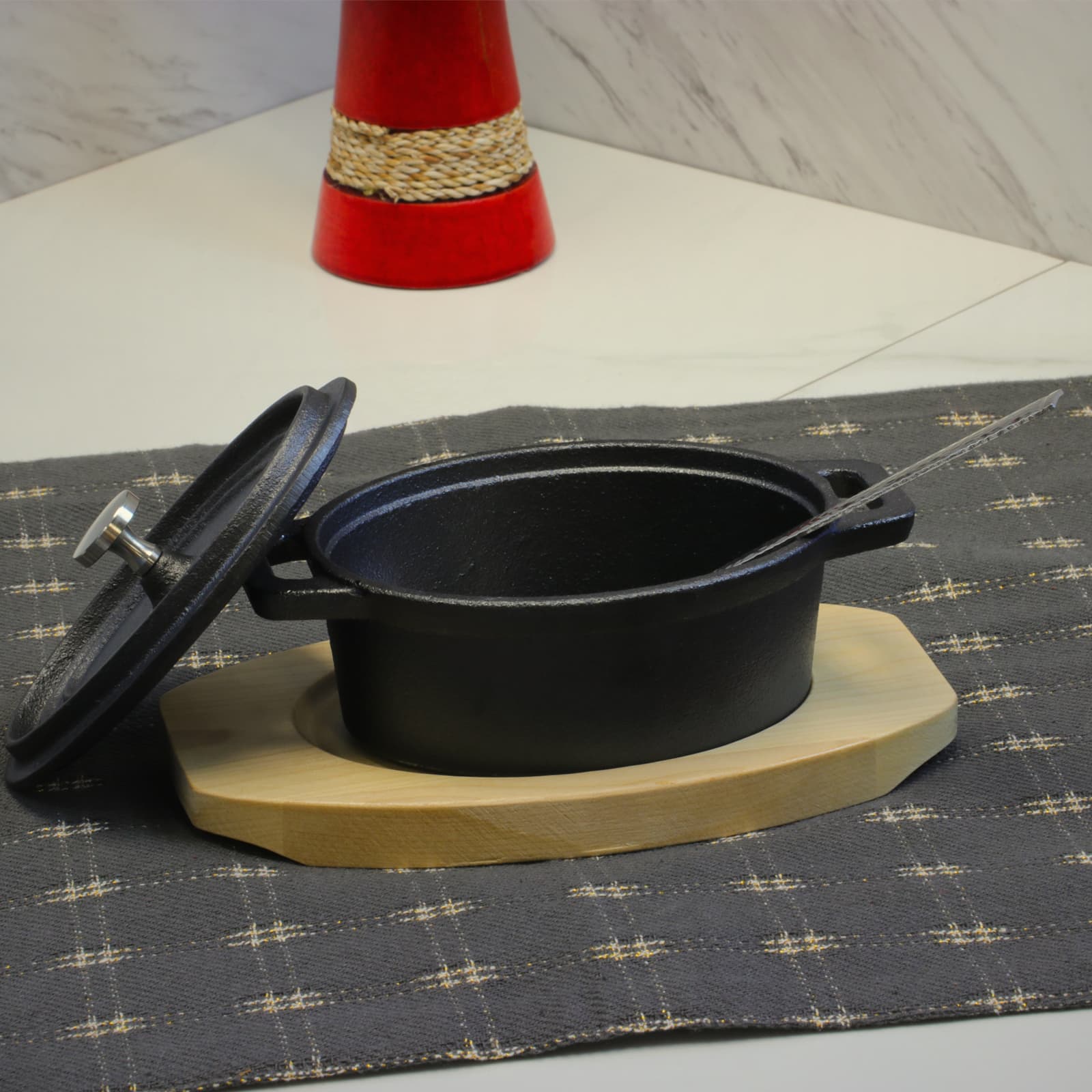 Gibson Home® Campton 0.35qt. Oval Cast Iron Dutch Oven with Base