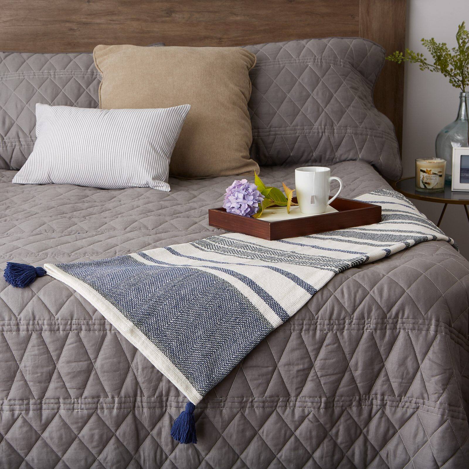 DII® Navy & Mineral 2-Tone Chevron Stripe Throw
