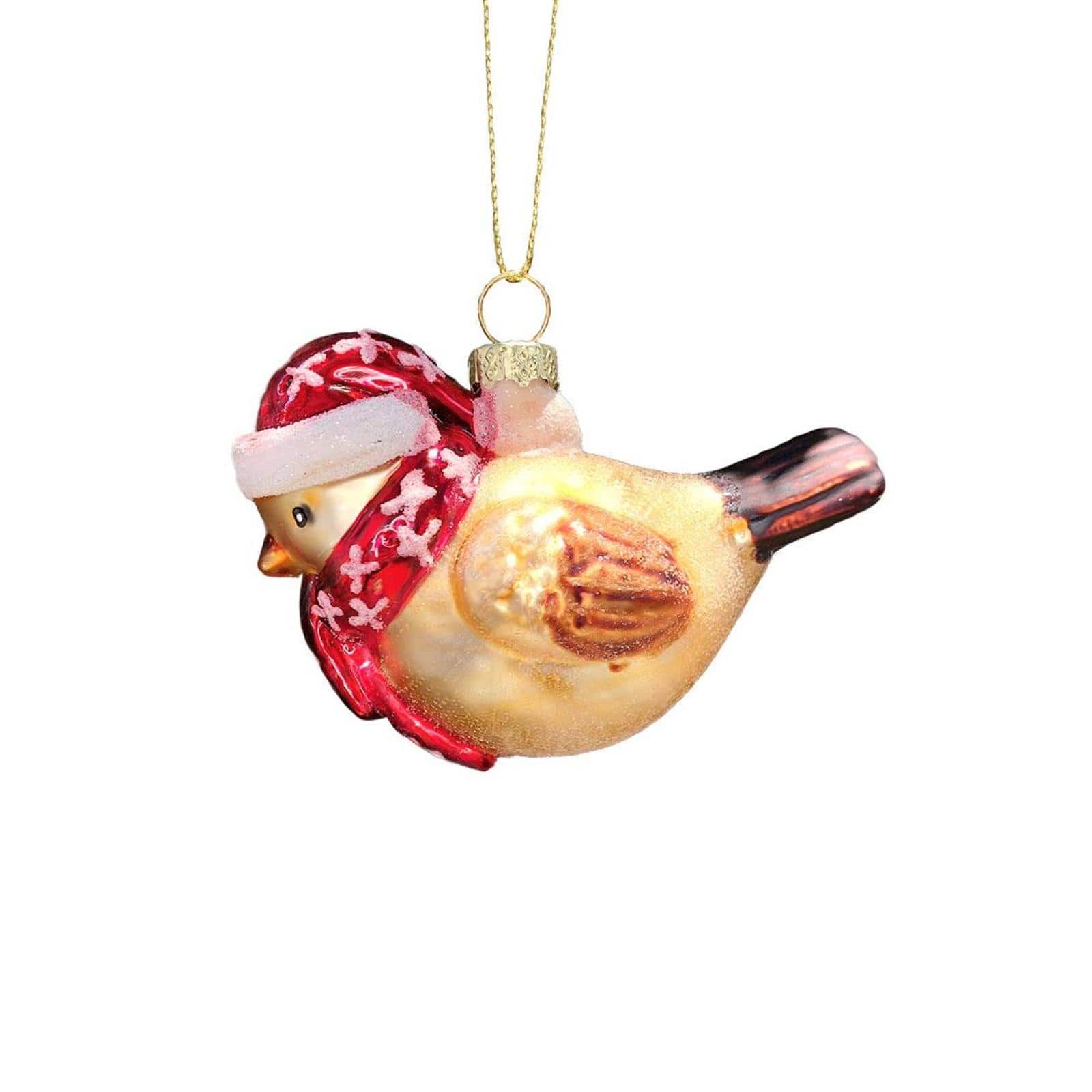 Wizardi 12" Gold Bird Christmas Glass Ornament