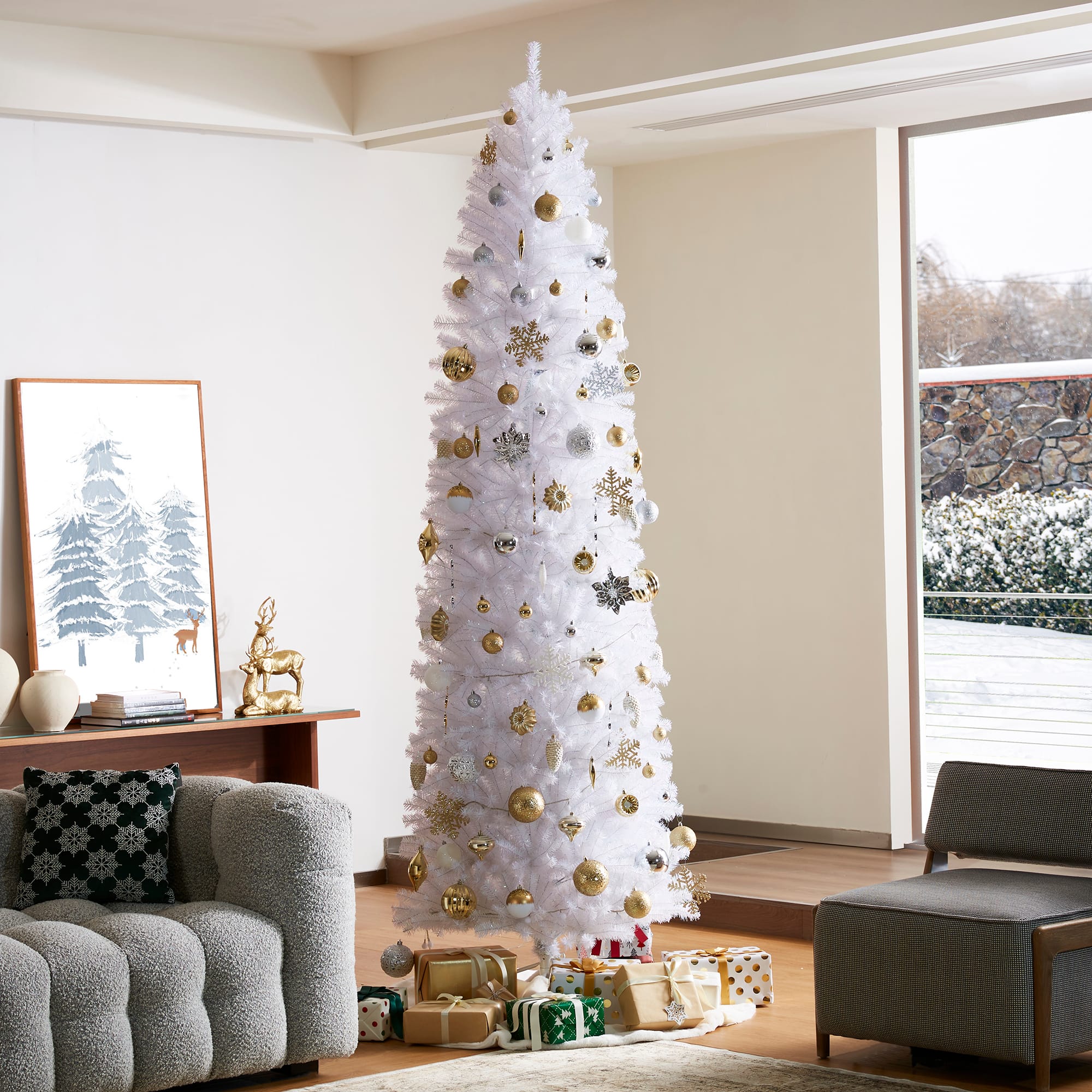 9ft. Unlit White Pencil Tinsel Artificial Christmas Tree