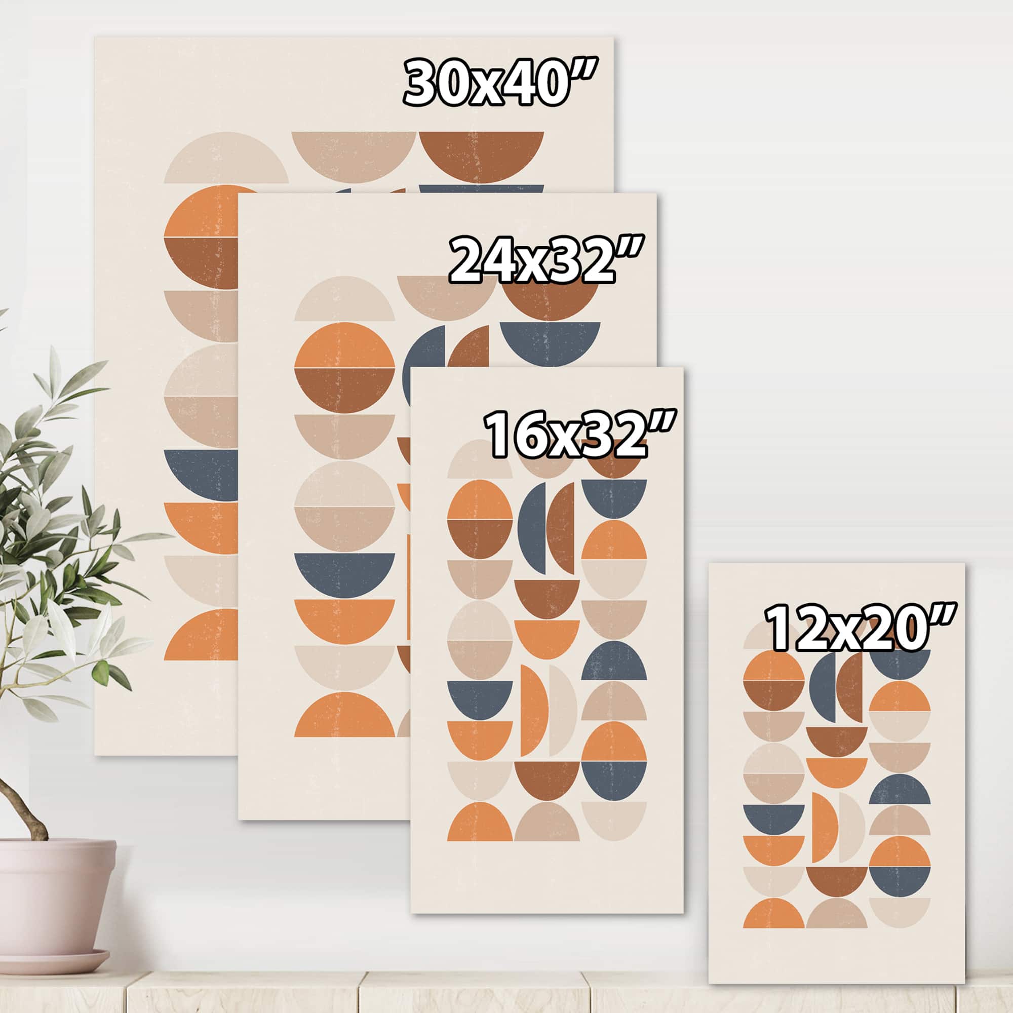 Designart - Abstract Sun and Moon S In Blue and Orange - Modern Canvas Wall Art Print