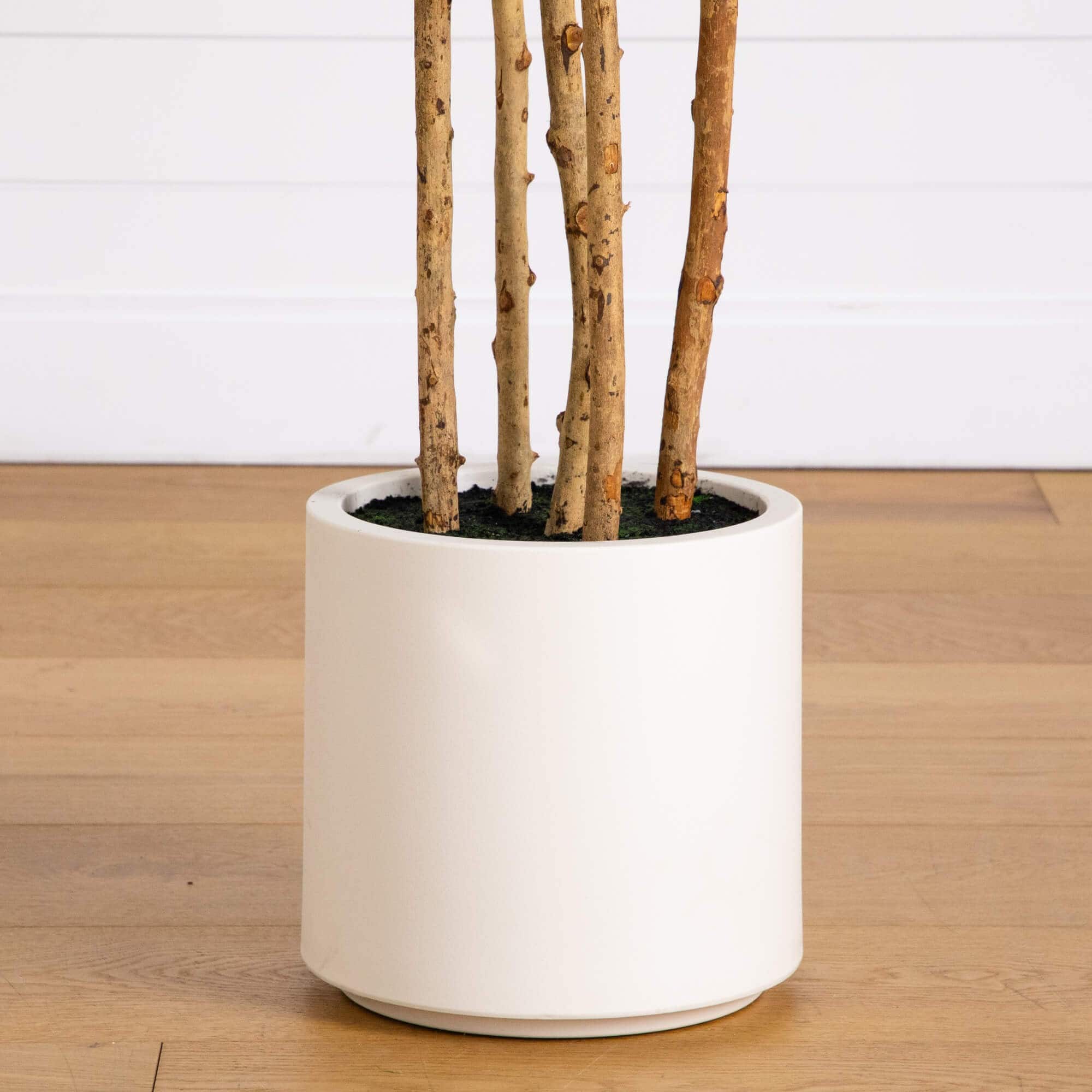 8ft. Artificial Fiddle Leaf Tree in Decorative White Planter