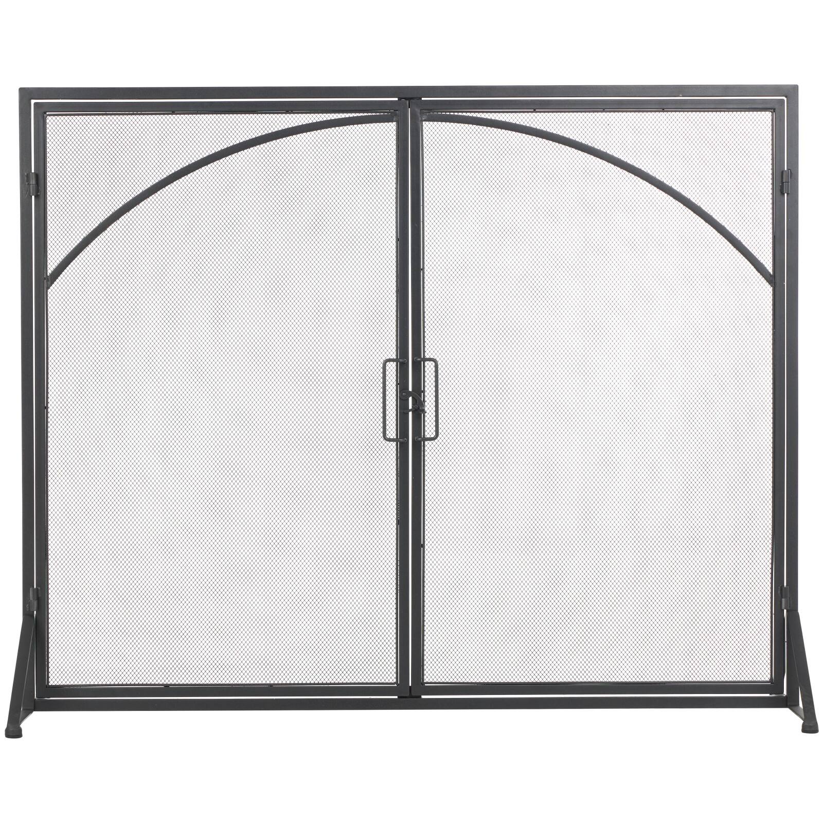 39" Black Metal Minimalistic Single Panel Fireplace Screen