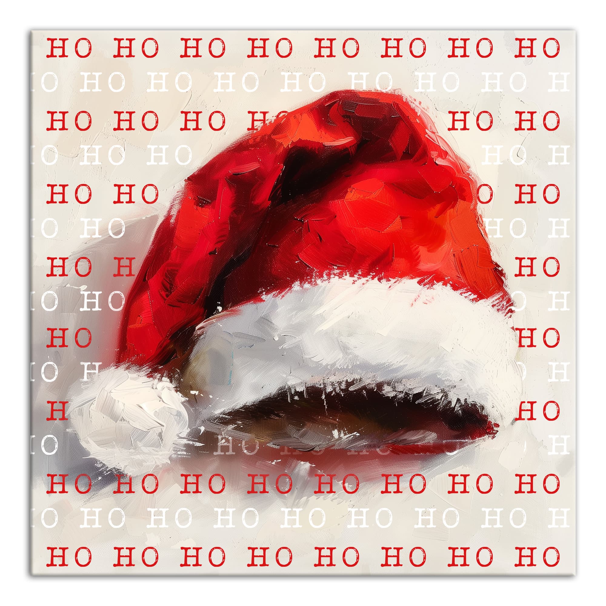 Painterly Santa Hat 16" x 16" Canvas Wall Art
