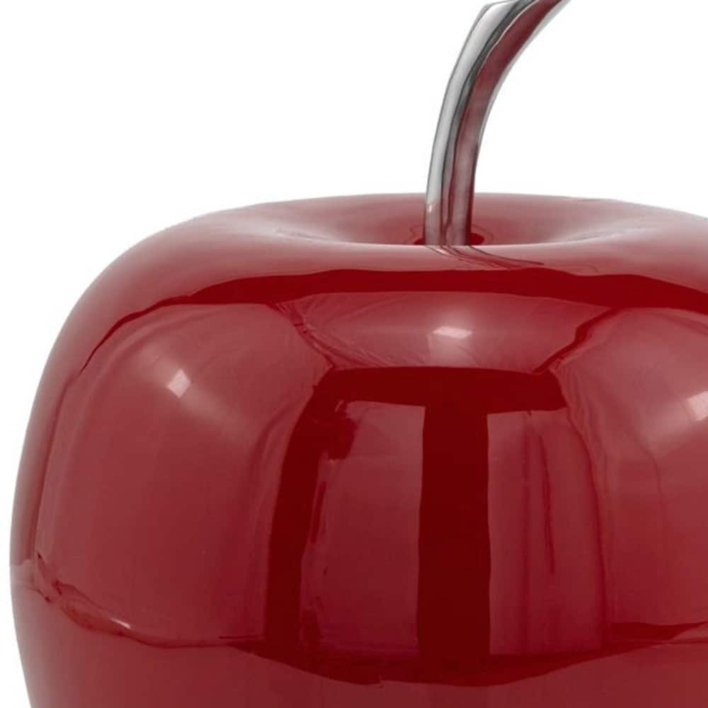 HomeRoots Red & Silver Aluminum Decorative Apple