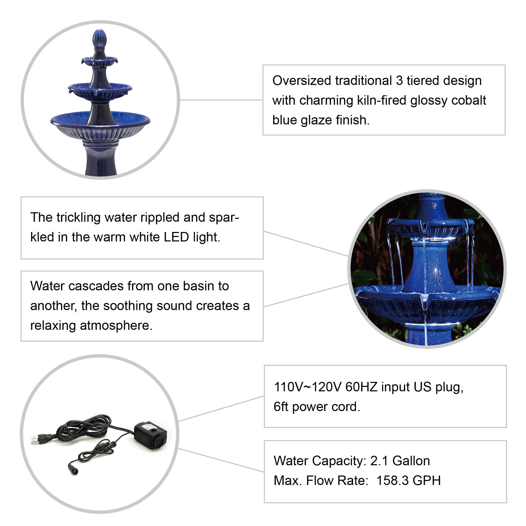 Glitzhome® 45" 3-Tier Ceramic Outdoor Fountain