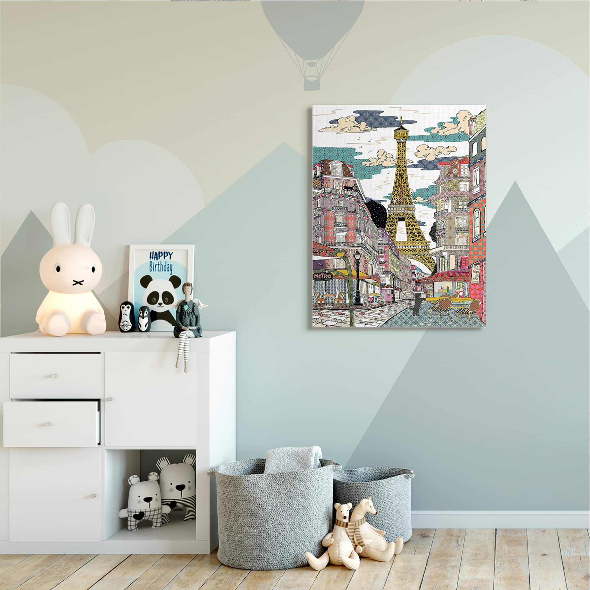 Stupell Industries Patchwork Pattern Paris Canvas Wall Art