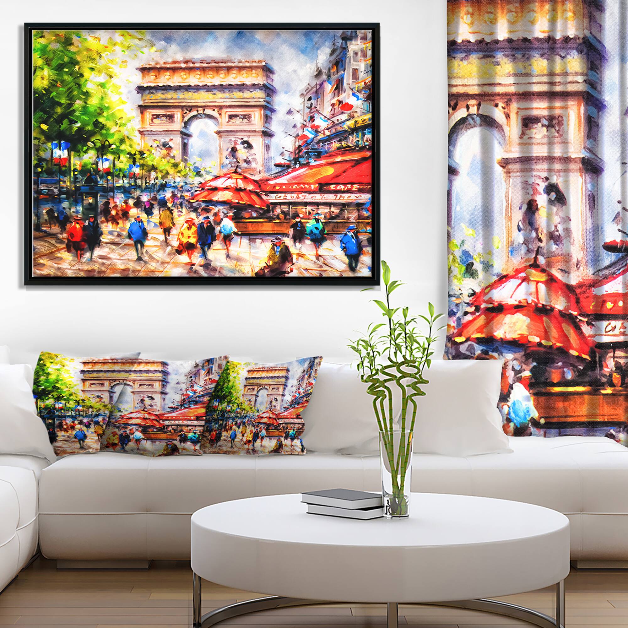 Designart - Arc d Triomphe Paris - Cityscape Canvas Print in Black Frame
