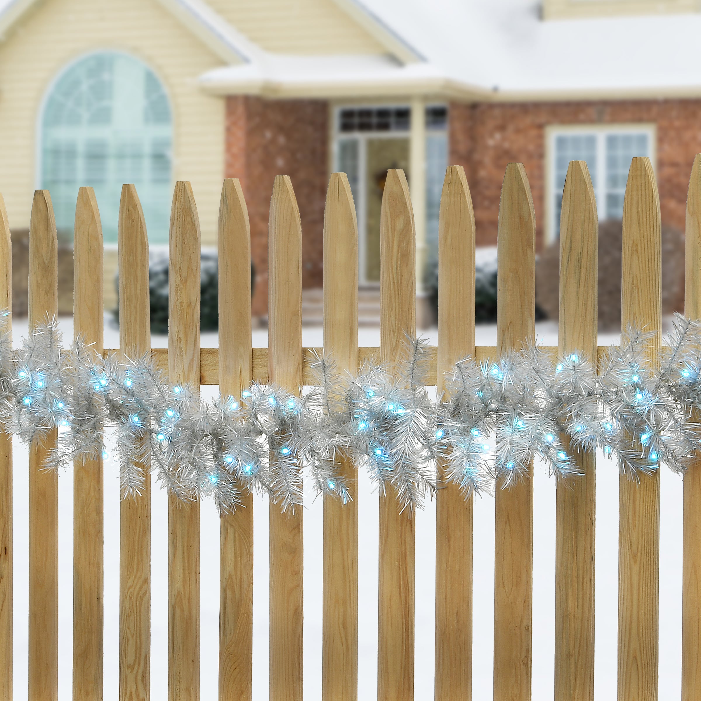 9ft. Pre-Lit Crystal Silver Metallic Garland