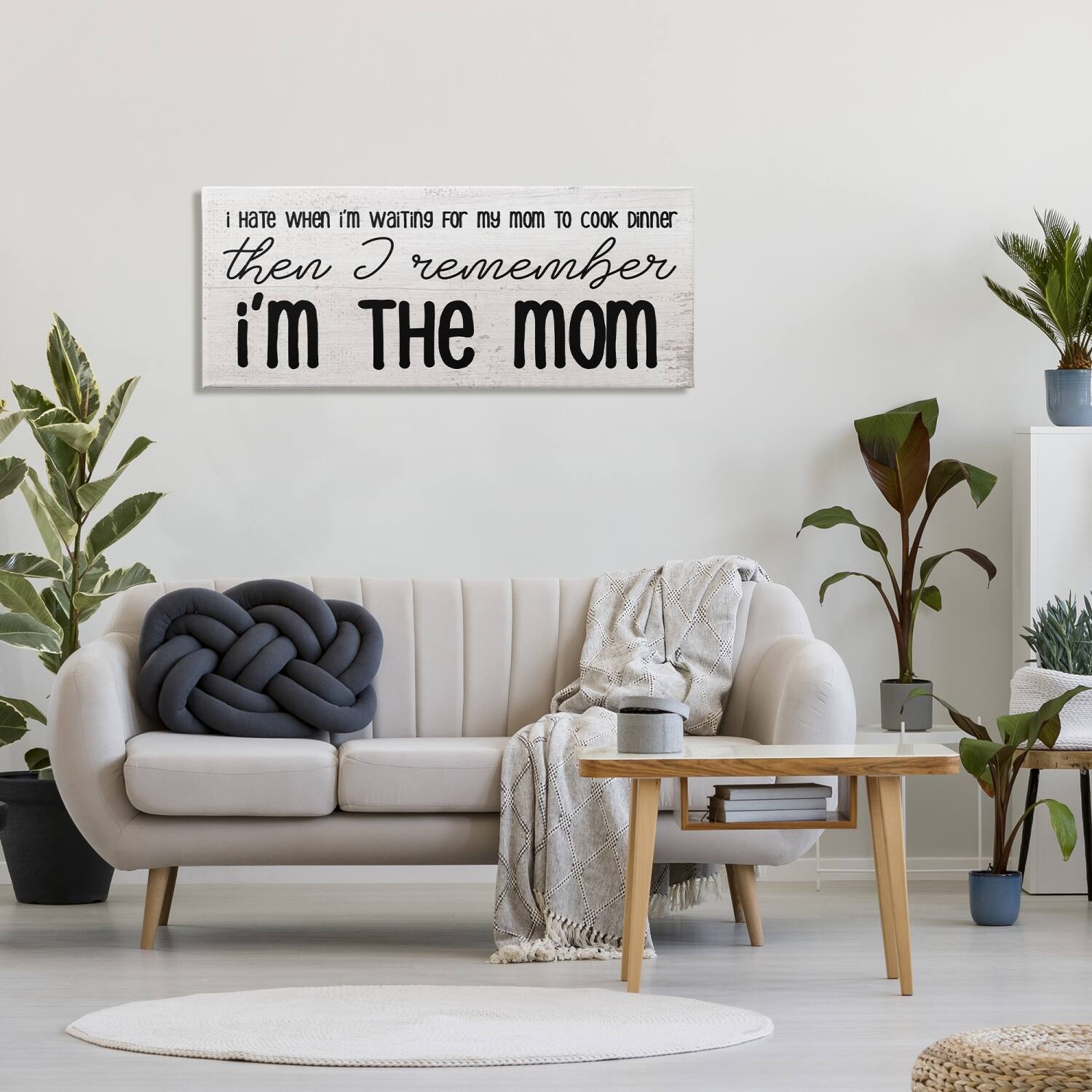 Stupell Industries Waiting for Mom Cook Dinner Funny Family Phrase Canvas Wall Art