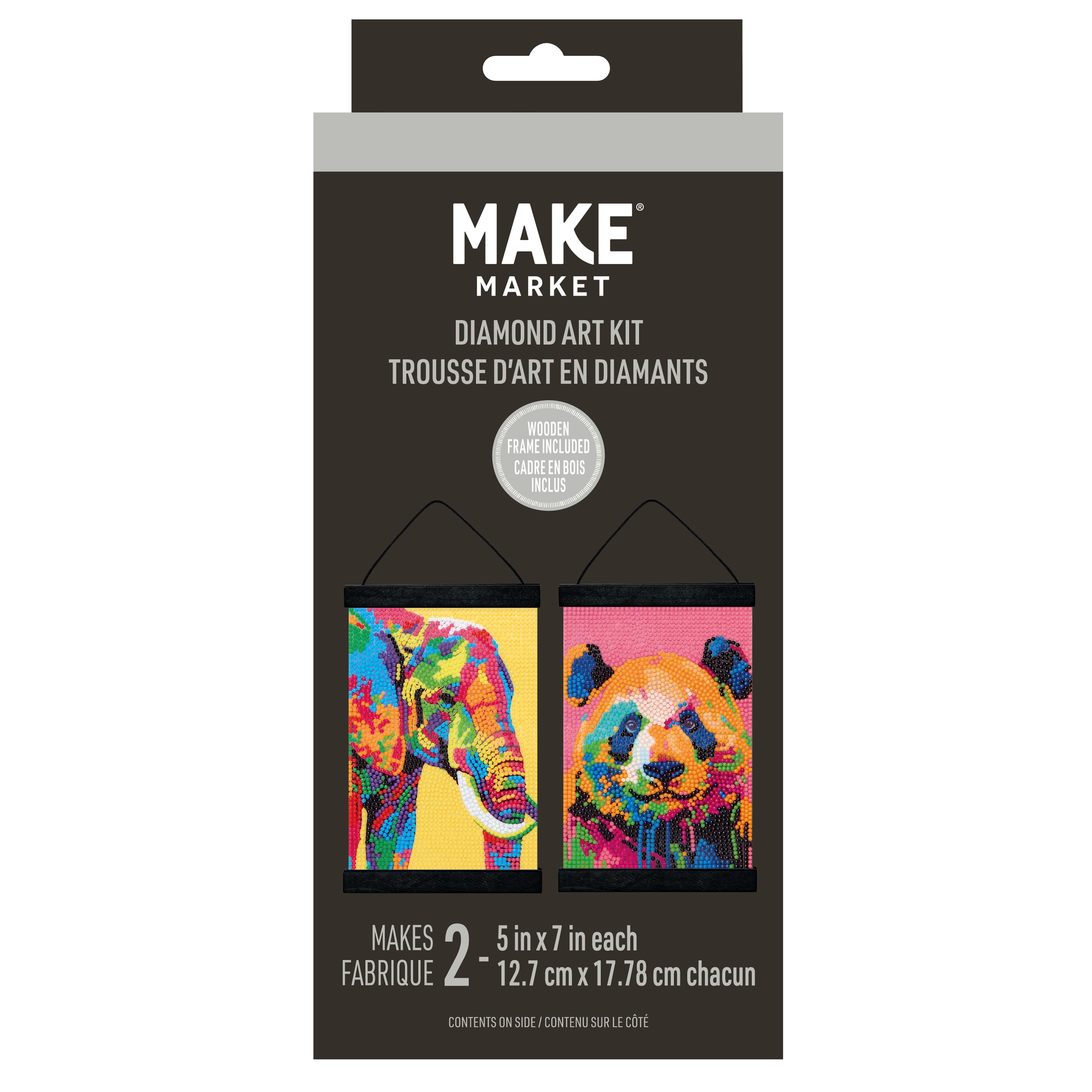 5" x 7" Elephant & Panda Diamond Art Kit with Wooden Frames by Make Market®