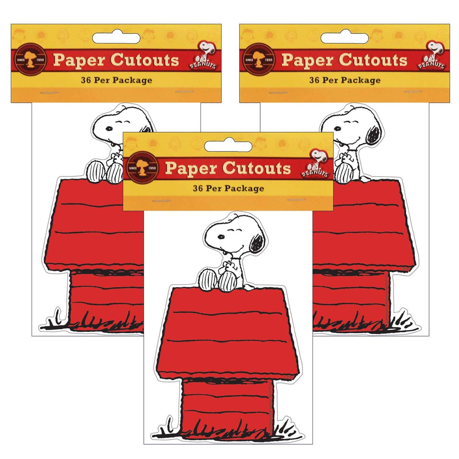 Eureka® Snoopy® Paper Cut Outs, 3 Packs of 36