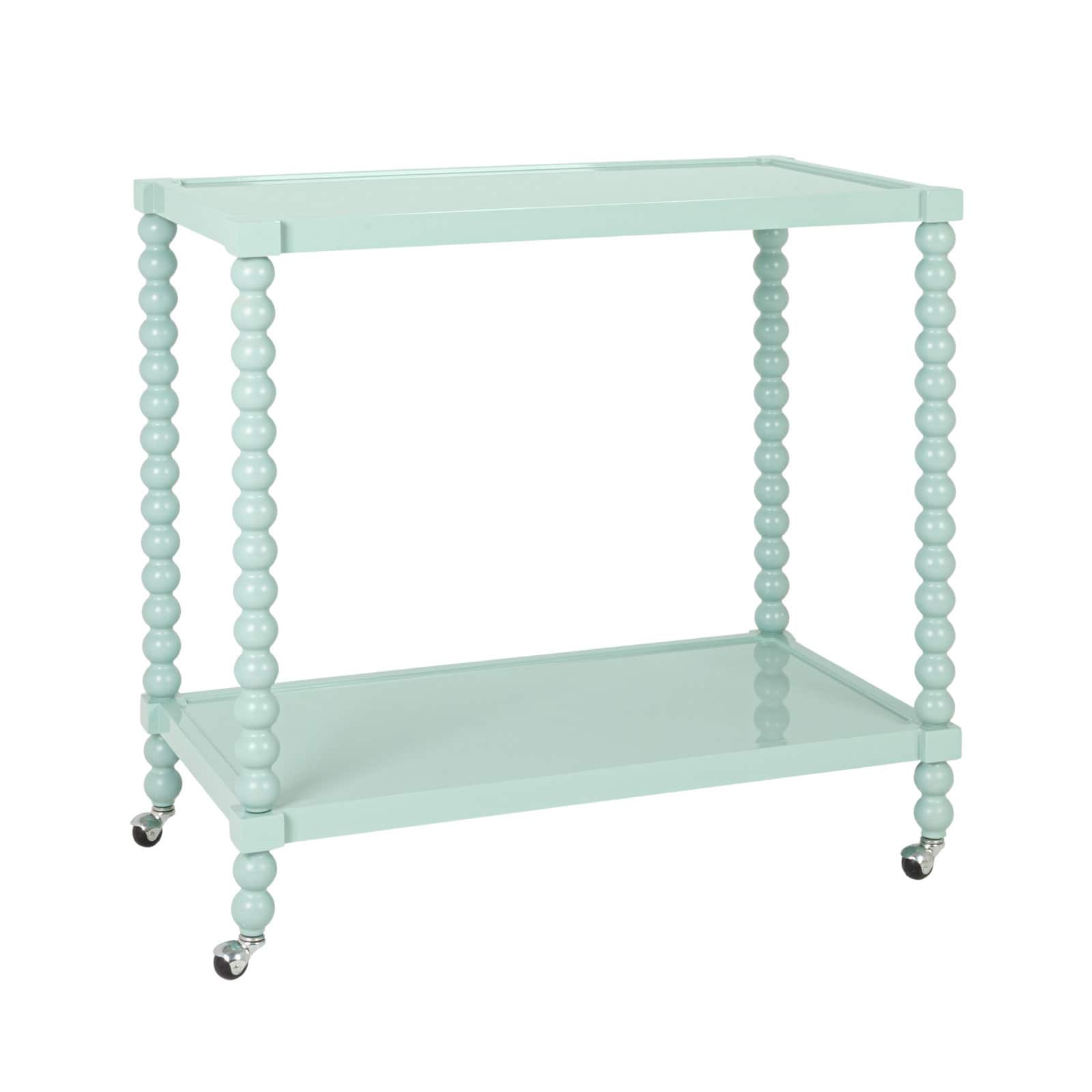 Hello Honey® Blue Rubberwood 2-Tier Bar Cart on Wheels, Blue | 36" x 20" x 34.25" | Michaels®
