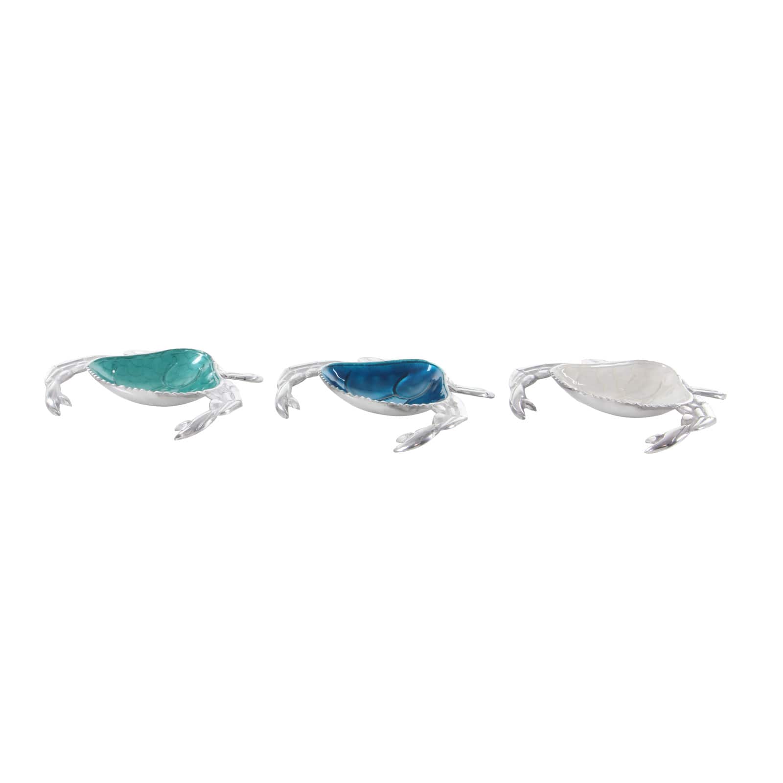 Set of 3 Silver Aluminum Coastal Serving Bowl, 11" x 1"