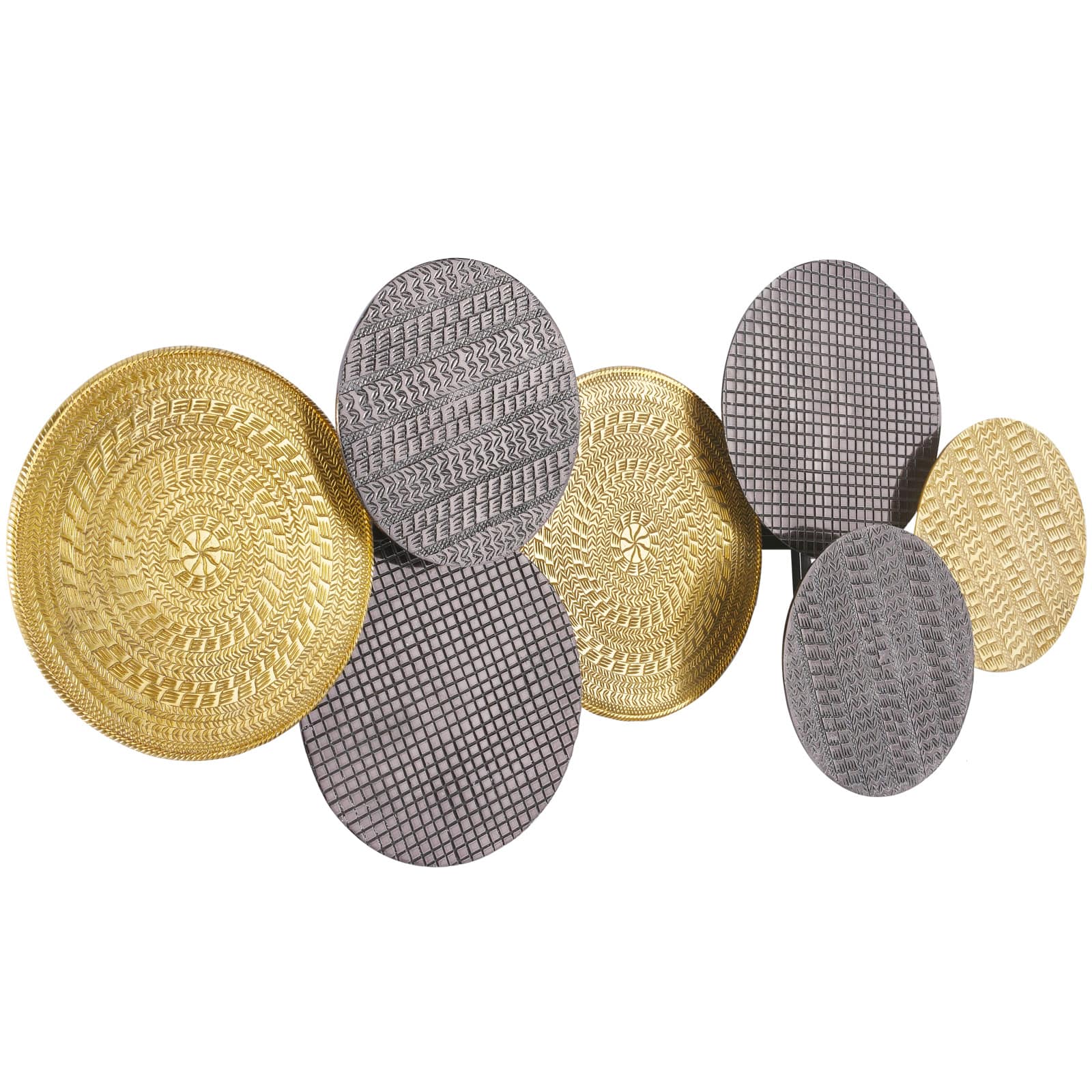 42" Aluminum Carved Design Plates Wall Décor