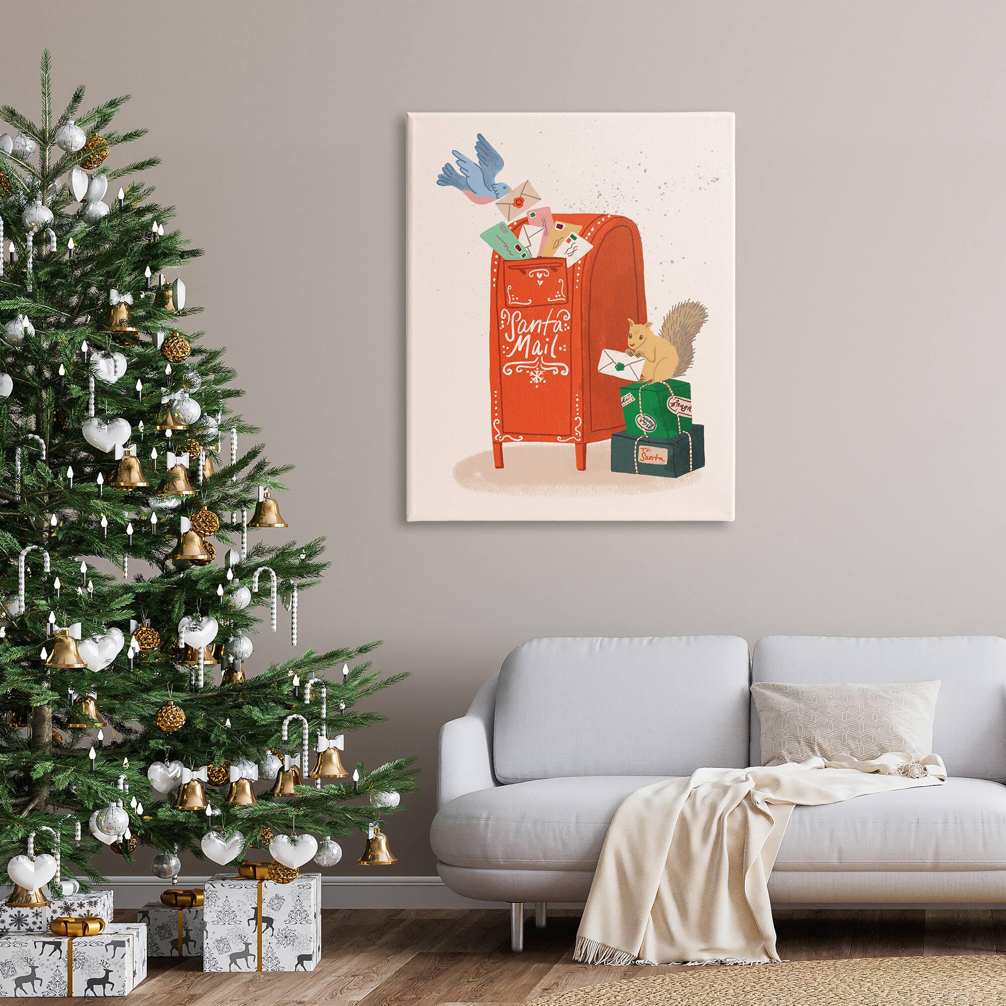 Stupell Industries Santa Mail Holiday Parcels Letters Canvas Wall Art
