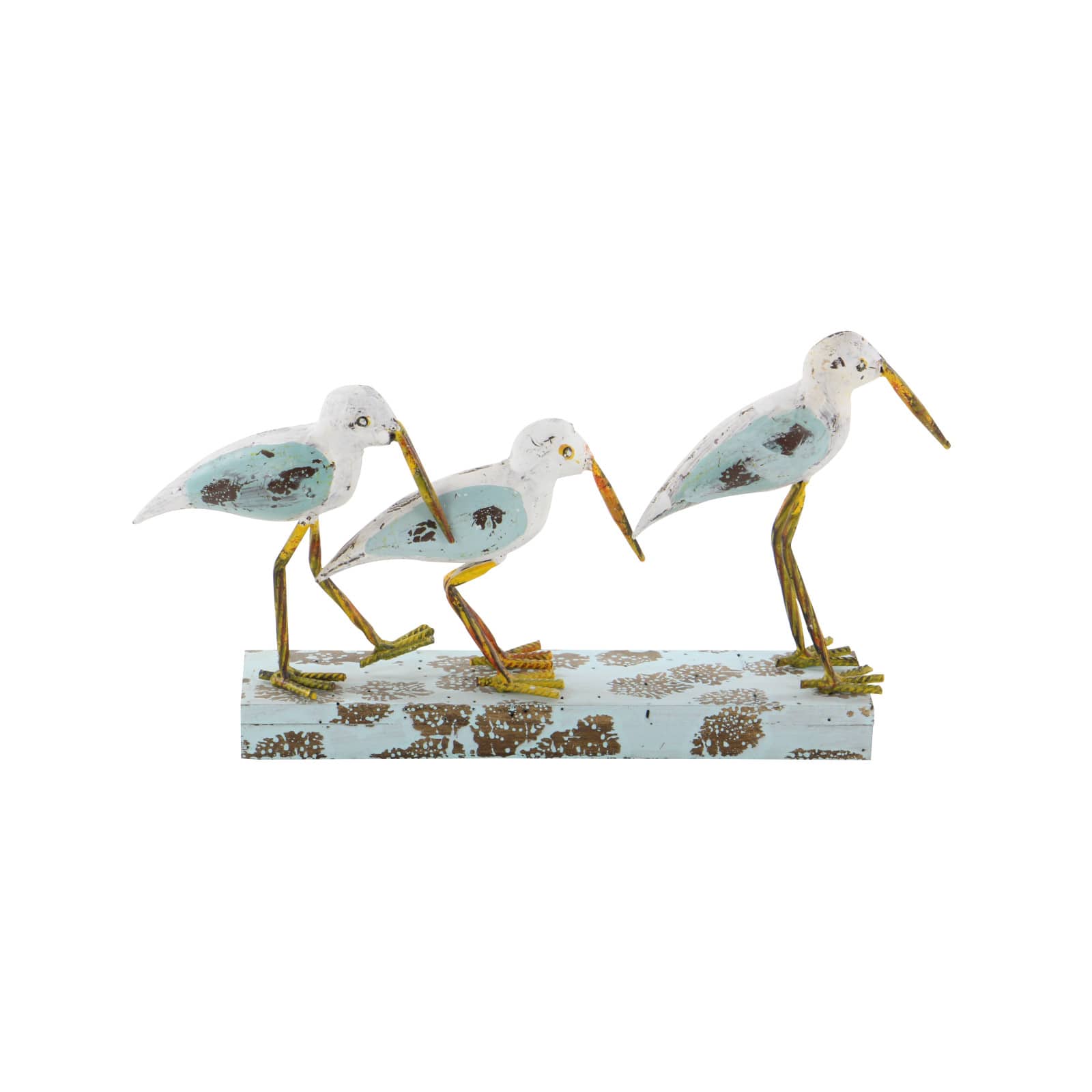 White Metal Coastal Sculpture, Birds 10" x 20" x 4"