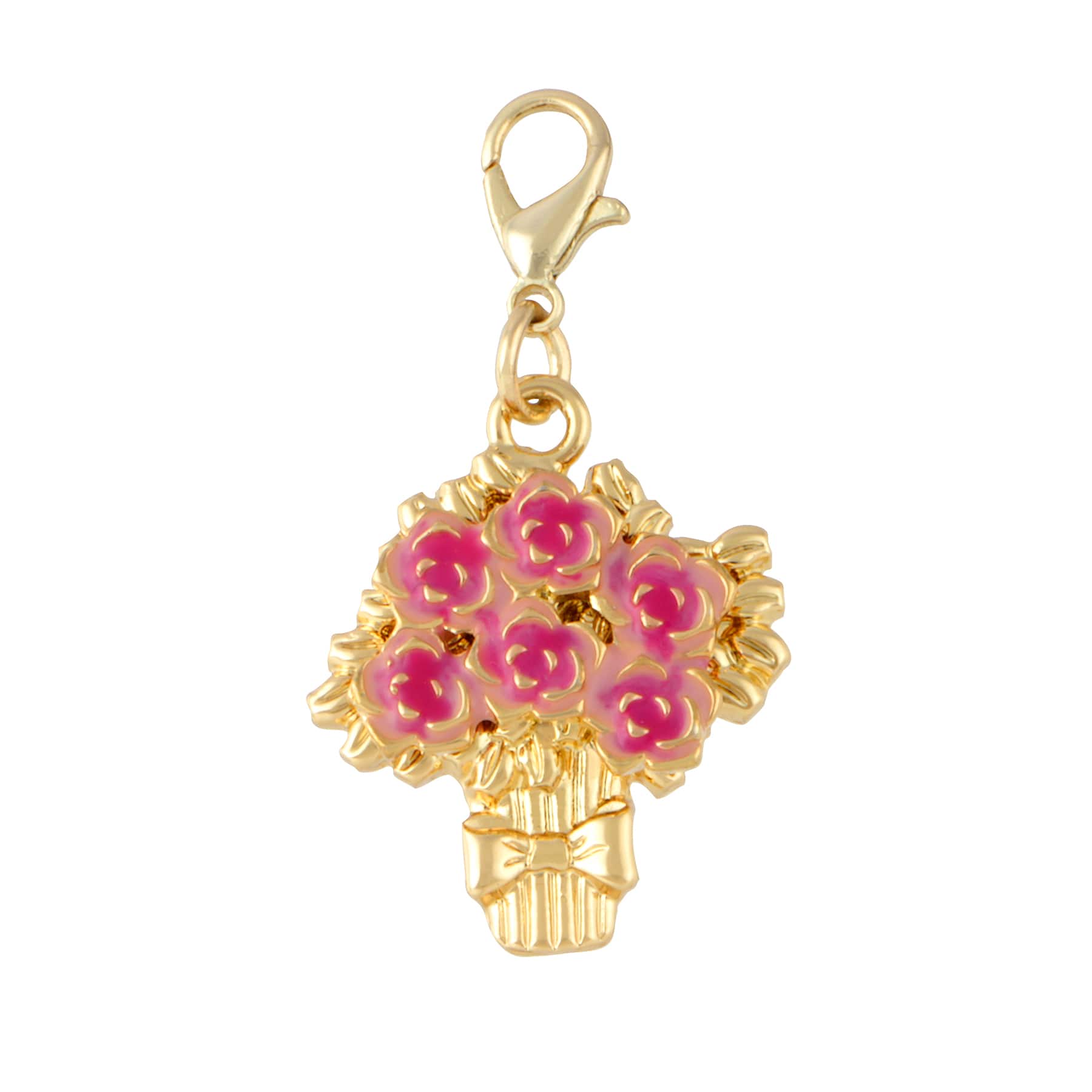Pink & Gold Flowers Charm by Bead Landing™