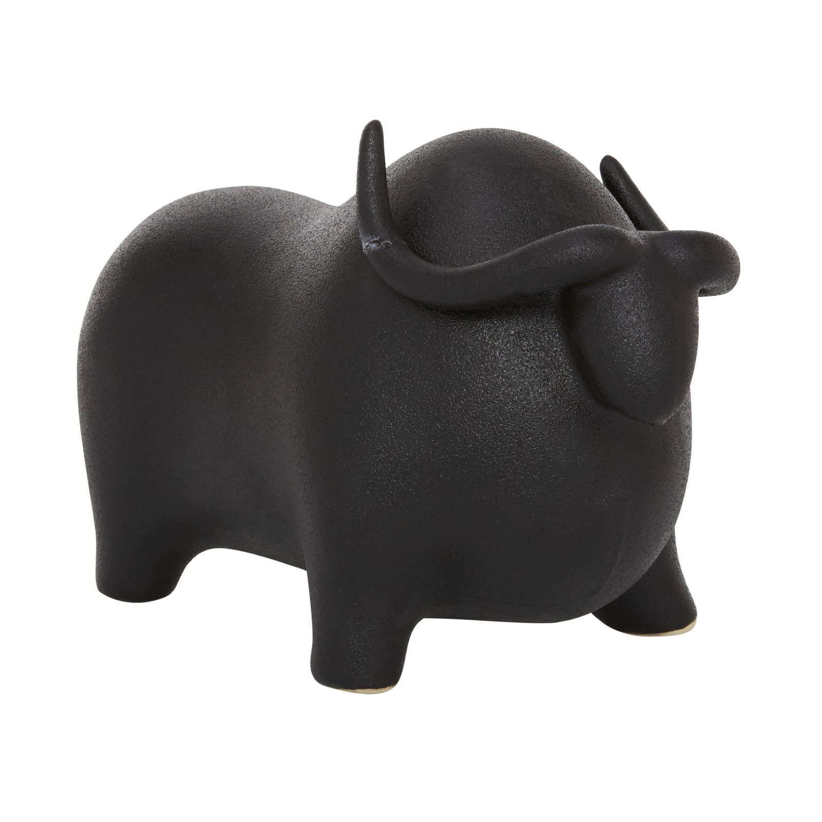 12" Black Contemporary Bull Sculpture