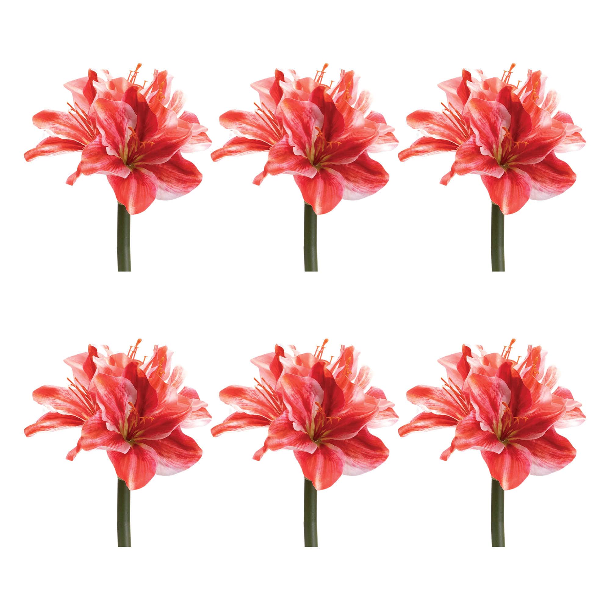 16.75" Red & Pink Amaryllis Flower Stem Set